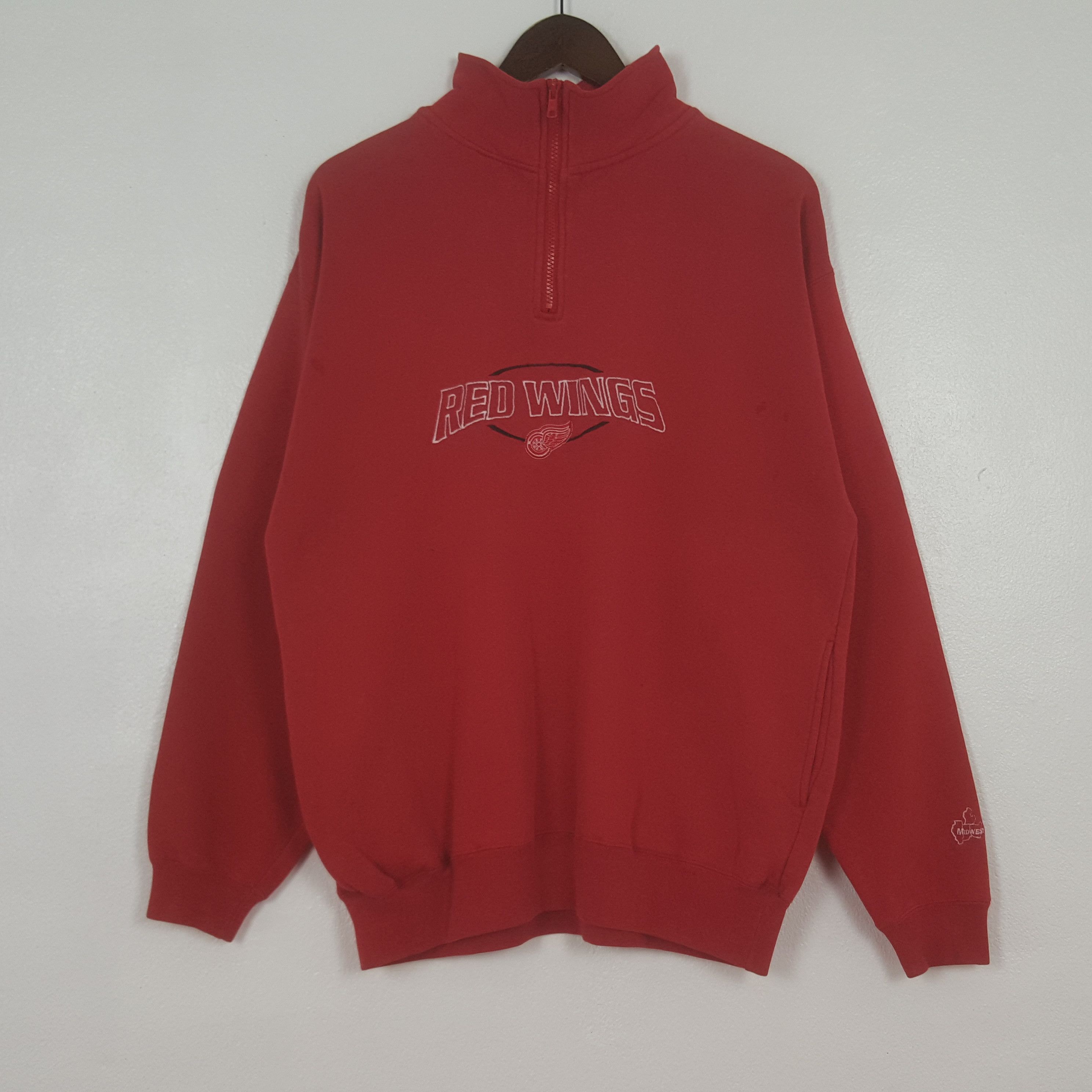 NHL Vintage Red Wings Hockey Team Half Zipper Sweatshirt Size US L / EU 52-54 / 3 - 1 Thumbnail