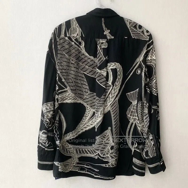 Hermes Hermes Silk Shirt Black Chain Print. Size XXS / US 00 / IT 34 - 2 Thumbnail