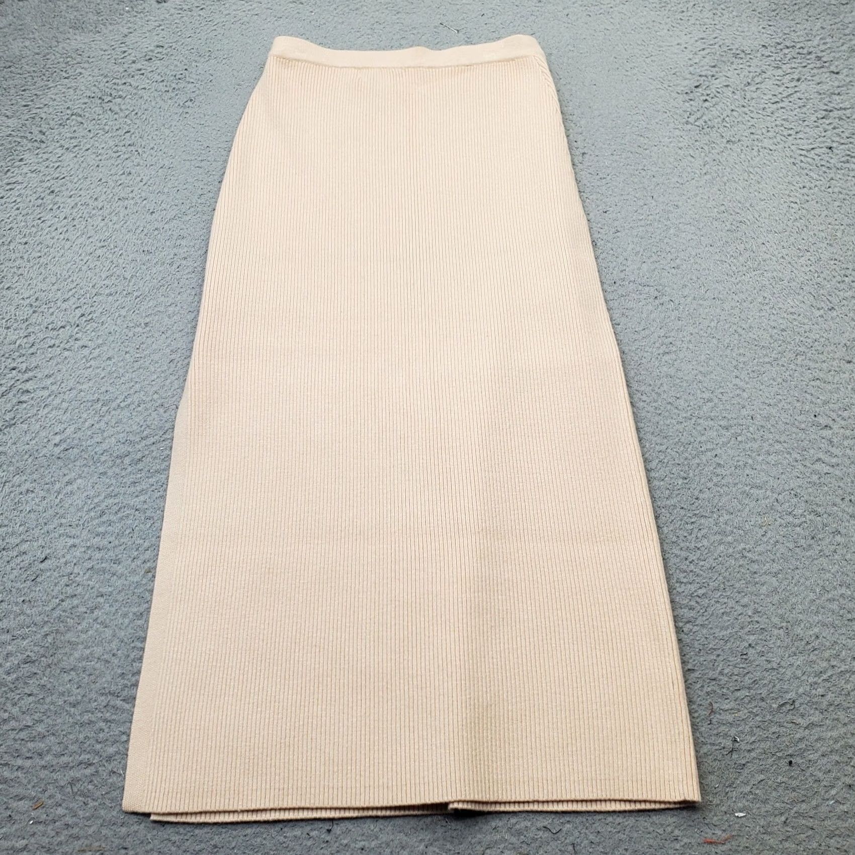 Vintage LOST + WANDER Sandy Rock Midi Skirt Women's XS Tan Ribbed Elastic Waistband, 12.25" Waist, 32.75" Length, NWT, Skirt Size 26" / US 2 / IT 38 - 2 Thumbnail