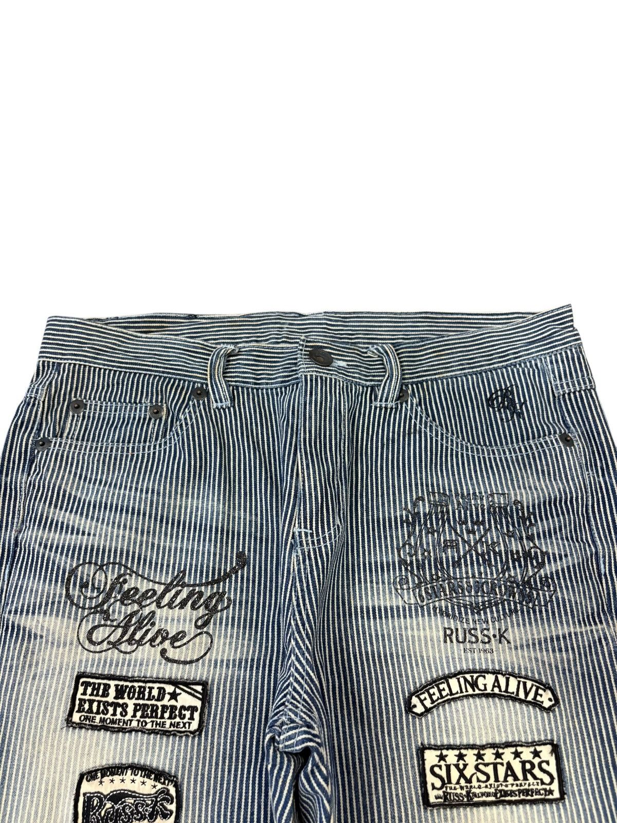 Yoshiyuki Konishi Vintage Japanese Brand Hickory Patched Bootcut Jeans Size US 34 / EU 50 - 4 Thumbnail