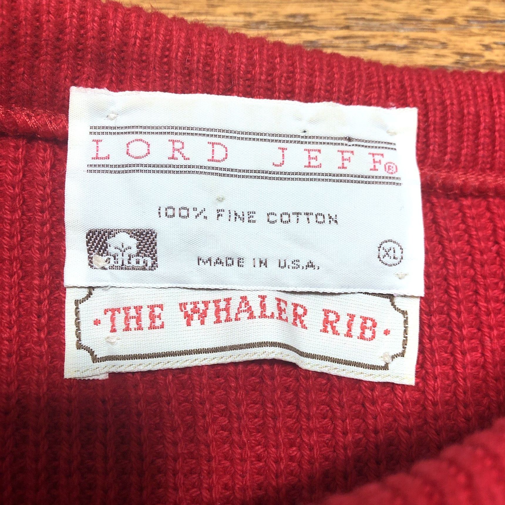 Vintage VINTAGE Lord Jeff Sweater Mens XL Red Cotton Knit Crew Neck Pullover Cable-Knit Classic USA 80s 90s Preppy Retro Dressy Casual Workwear Men Size US XL / EU 56 / 4 - 2 Thumbnail