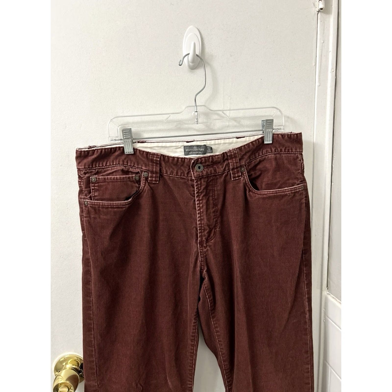 Vintage LL Bean Signature Corduroy Pants Mens 36x30 Burgundy Maroon Slim Straight 301738 Size US 36 / EU 52 - 7 Thumbnail