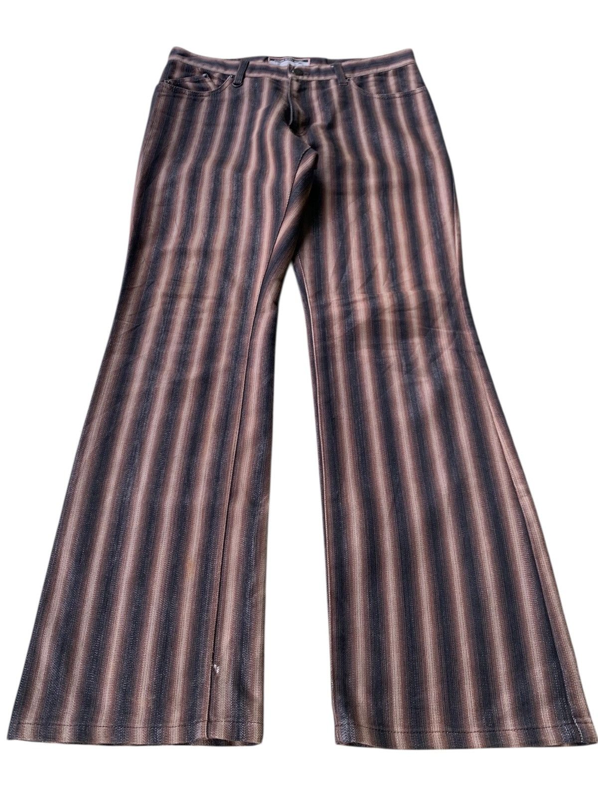 Tornado Mart 2000s Michel klein homme flare striped pants Size US 31 - 2 Thumbnail