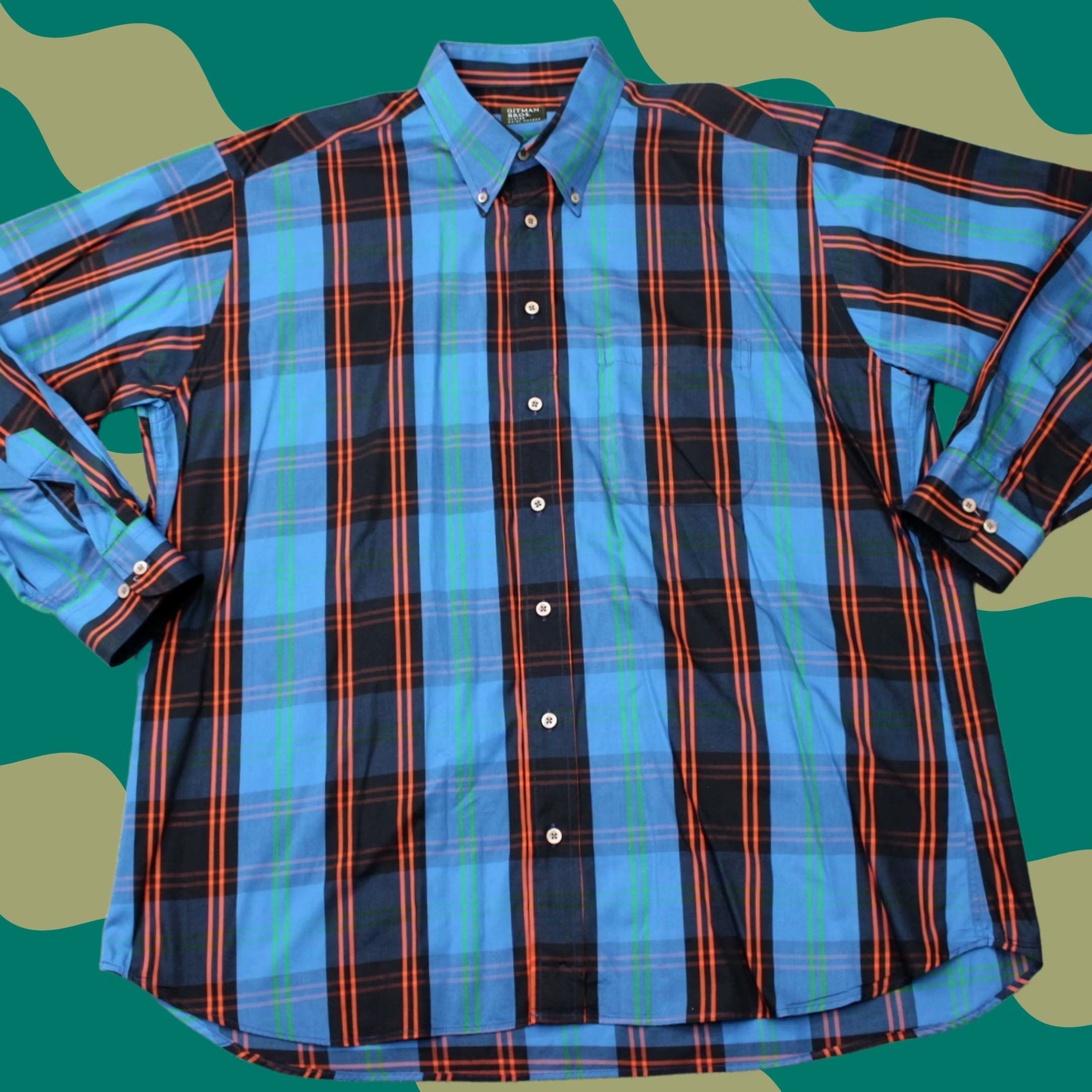 Vintage Gitman Bros Shirt Mens XL Blue/Orange/Black 100% Cotton Long Sleeve Button-Down Model: Sportsman Vintage: No Size US XL / EU 56 / 4 - 1 Thumbnail