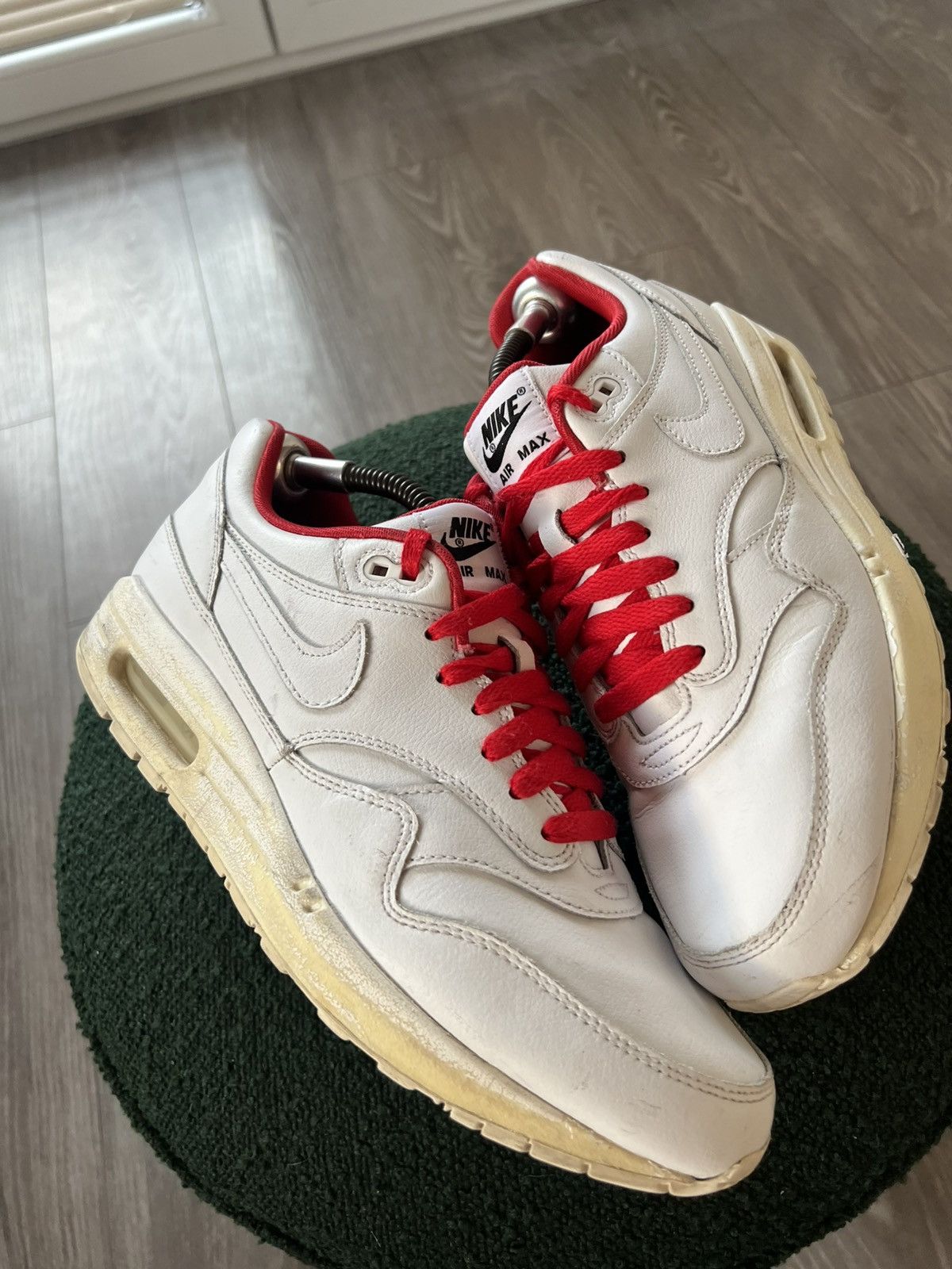 Nike ‼️Rare Nike ID Air Max 1 White/Red “Giga Nord” Sneakers‼️ Size US 9.5 / EU 42-43 - 4 Thumbnail