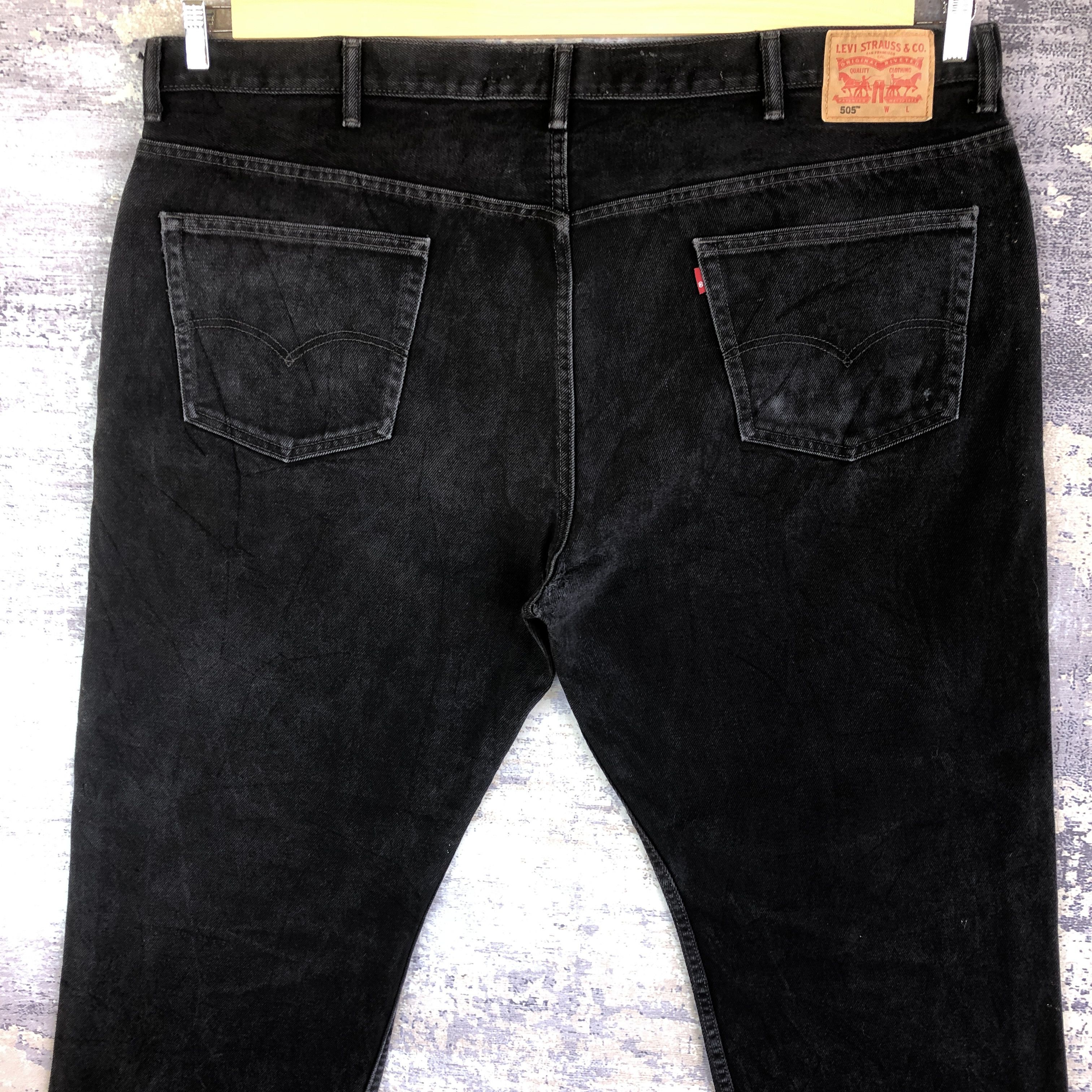 Levi's Vintage Levis 505 Distressed Faded Black Jeans Baggy Denim Size US 44 / EU 60 - 4 Thumbnail