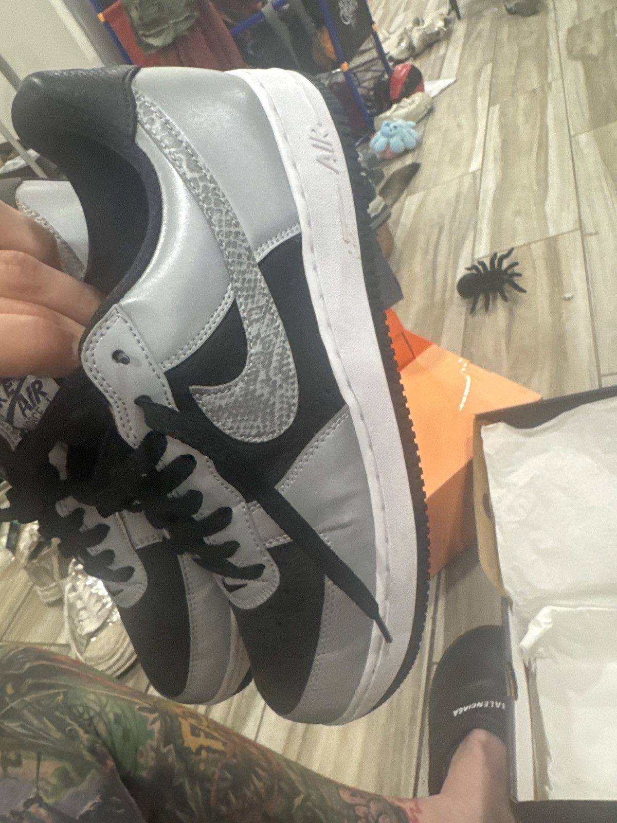 Nike af1 black silver Size US 11 / EU 44 - 6 Thumbnail