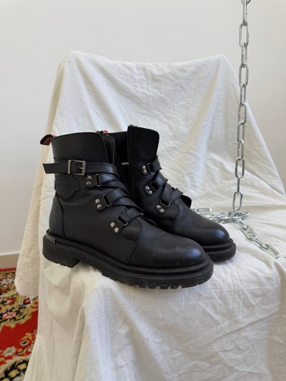 Harley Davidson Vintage 90s Harley-Davidson Ankle-Zip Leather Boots Y2K Size US 6 / EU 39 - 1 Thumbnail