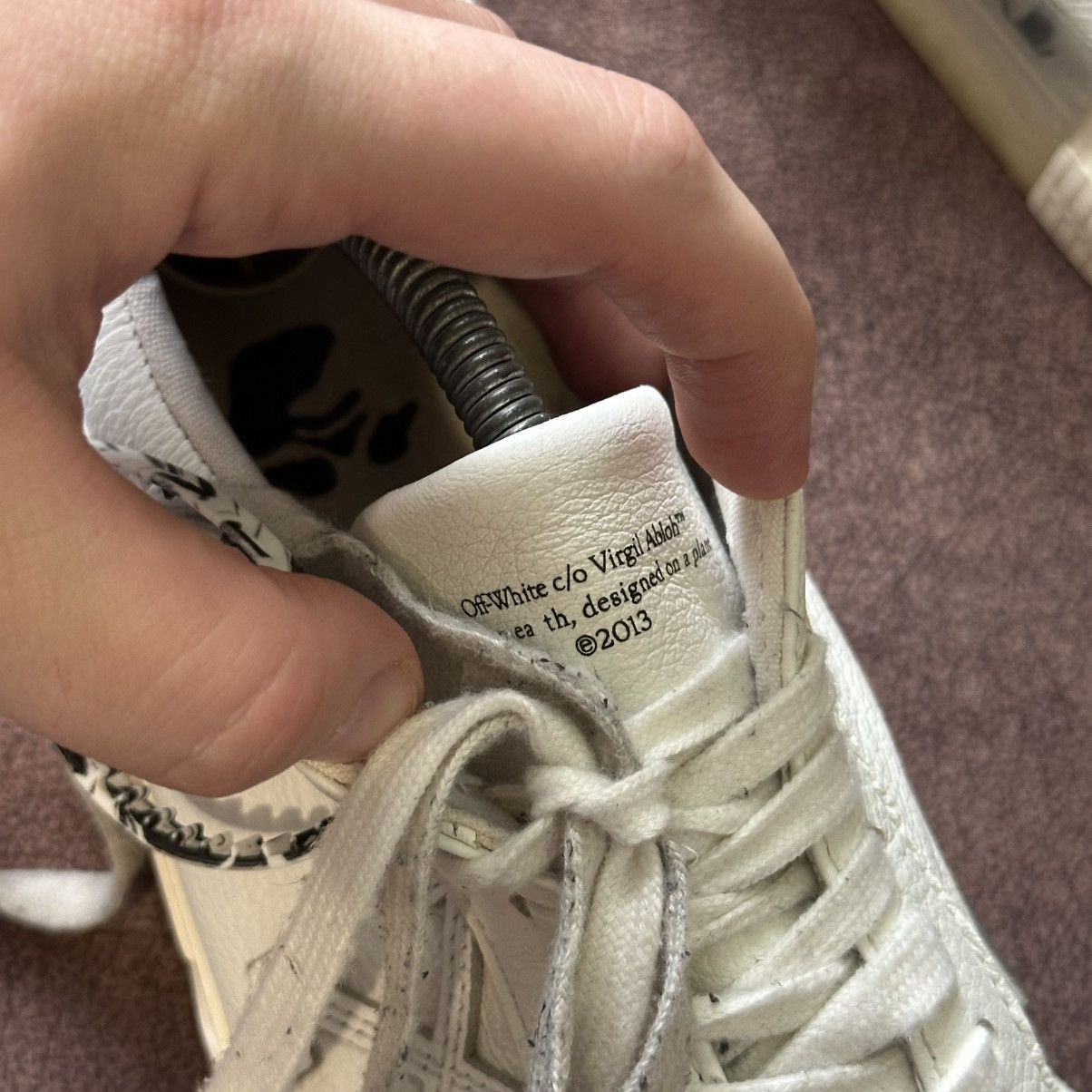 Off-White Off-White Leather Vulcanised Beige Lace Up Sneakers Size 43 Size US 10 / EU 43 - 9 Thumbnail