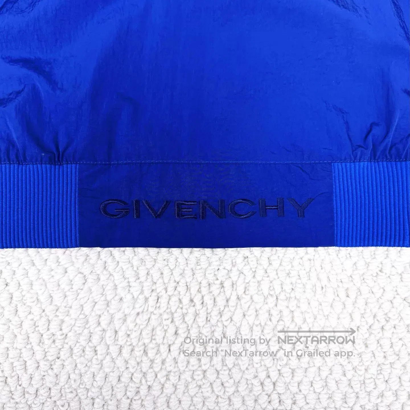 Givenchy Blue Hooded Zip-Up Jacket with Contrast Sleeves. Size US M / EU 48-50 / 2 - 4 Thumbnail