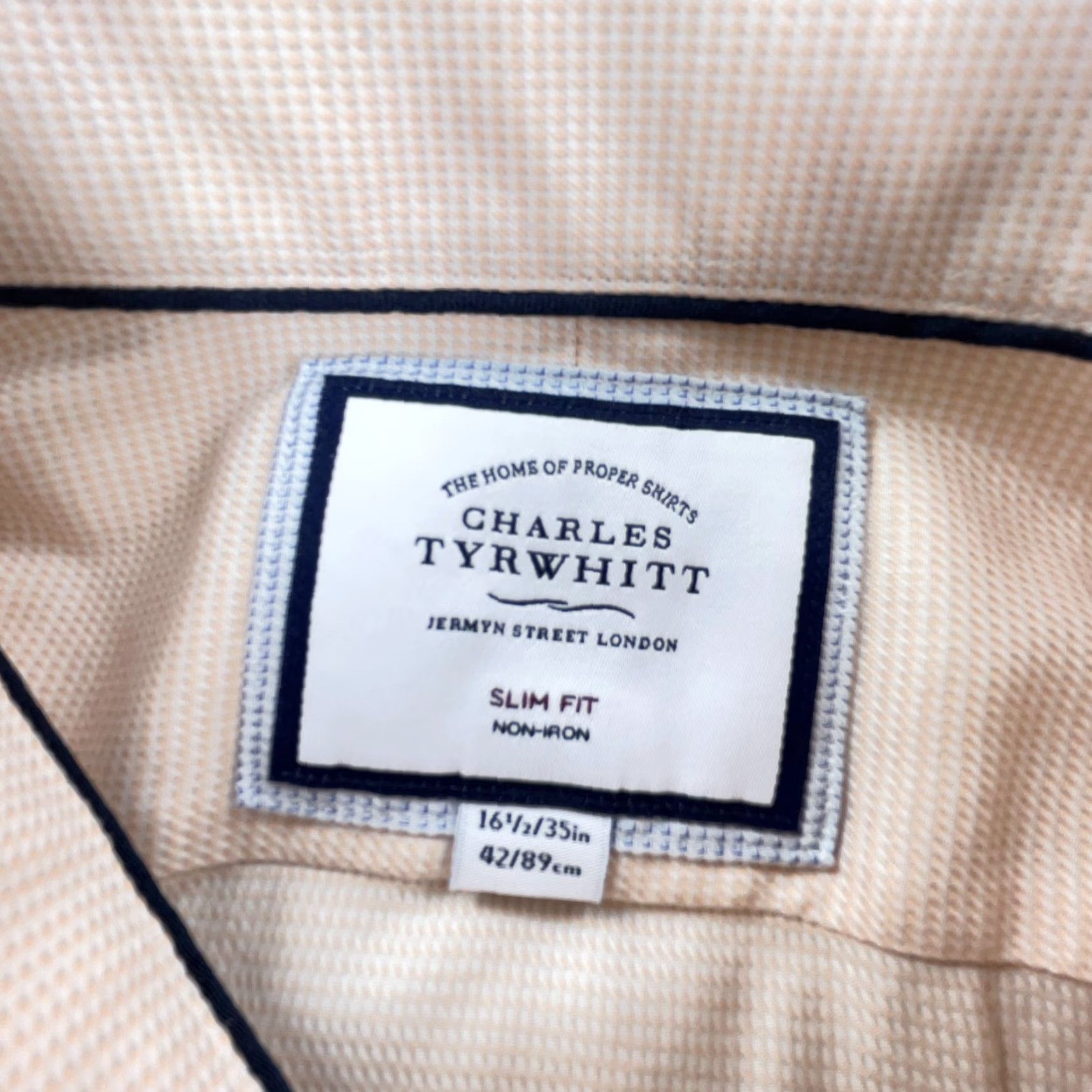 Charles Tyrwhitt Charles Tyrwhitt Shirt Men 16.5 35 Orange Button Up Slim Fit Houndstooth Plaid Shirt Size US XL / EU 56 / 4 - 2 Thumbnail
