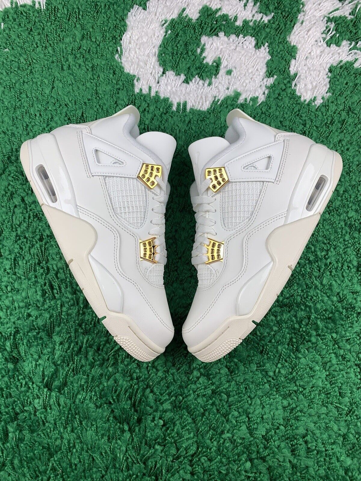 image of Women’S Air Jordan 4 Retro Metallic Gold Women’S Size 7.5 Shoes in White, Women's