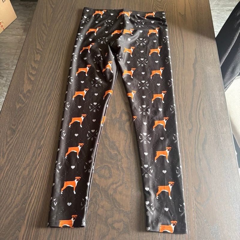Other Anarchy 307 Womens Large Black Leggings Boxer Love Dog Lover Size 29" - 1 Thumbnail