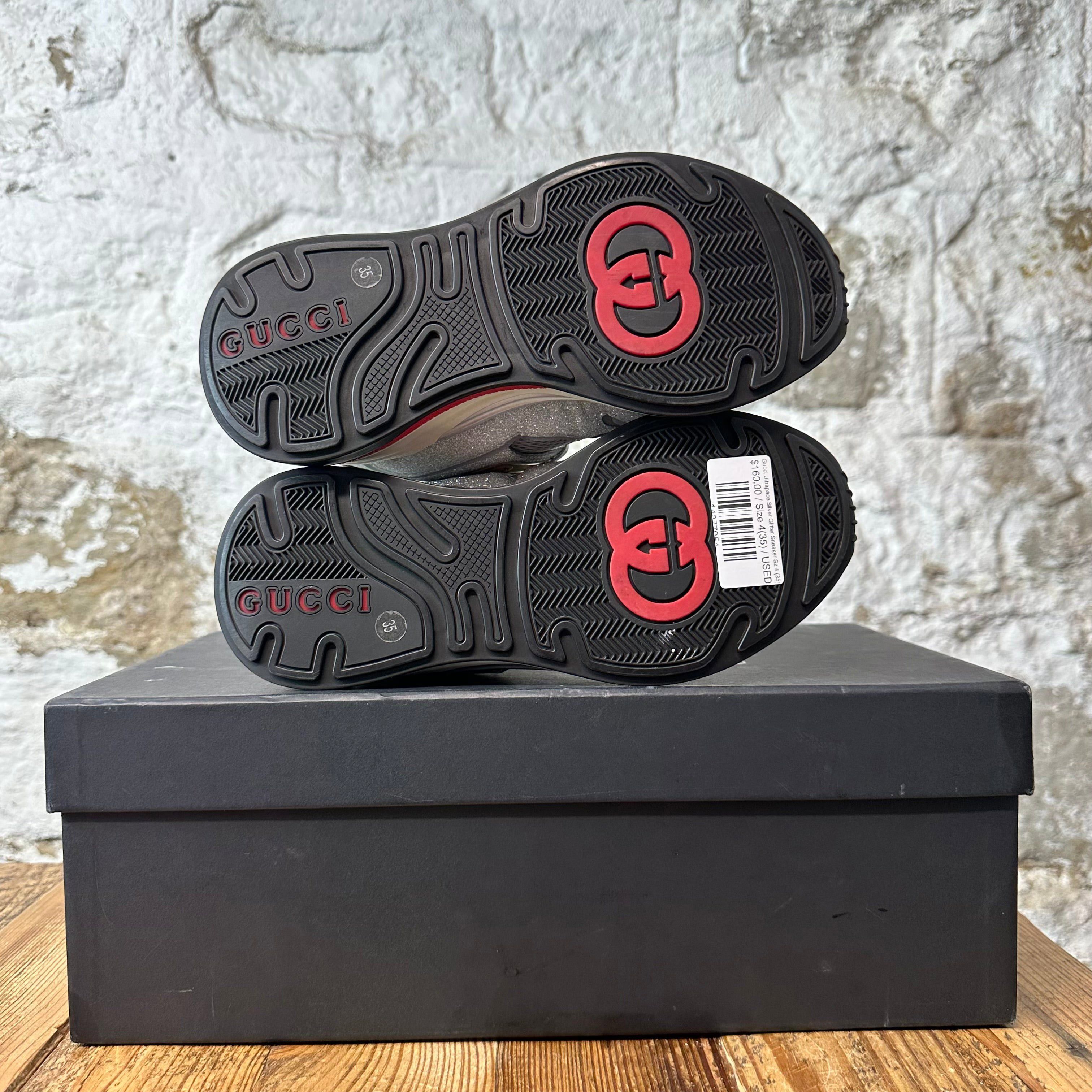 Gucci Gucci Ultrapace Silver Glitter Sneaker Sz 4 (35) Size US 5 / EU 37 - 4 Thumbnail