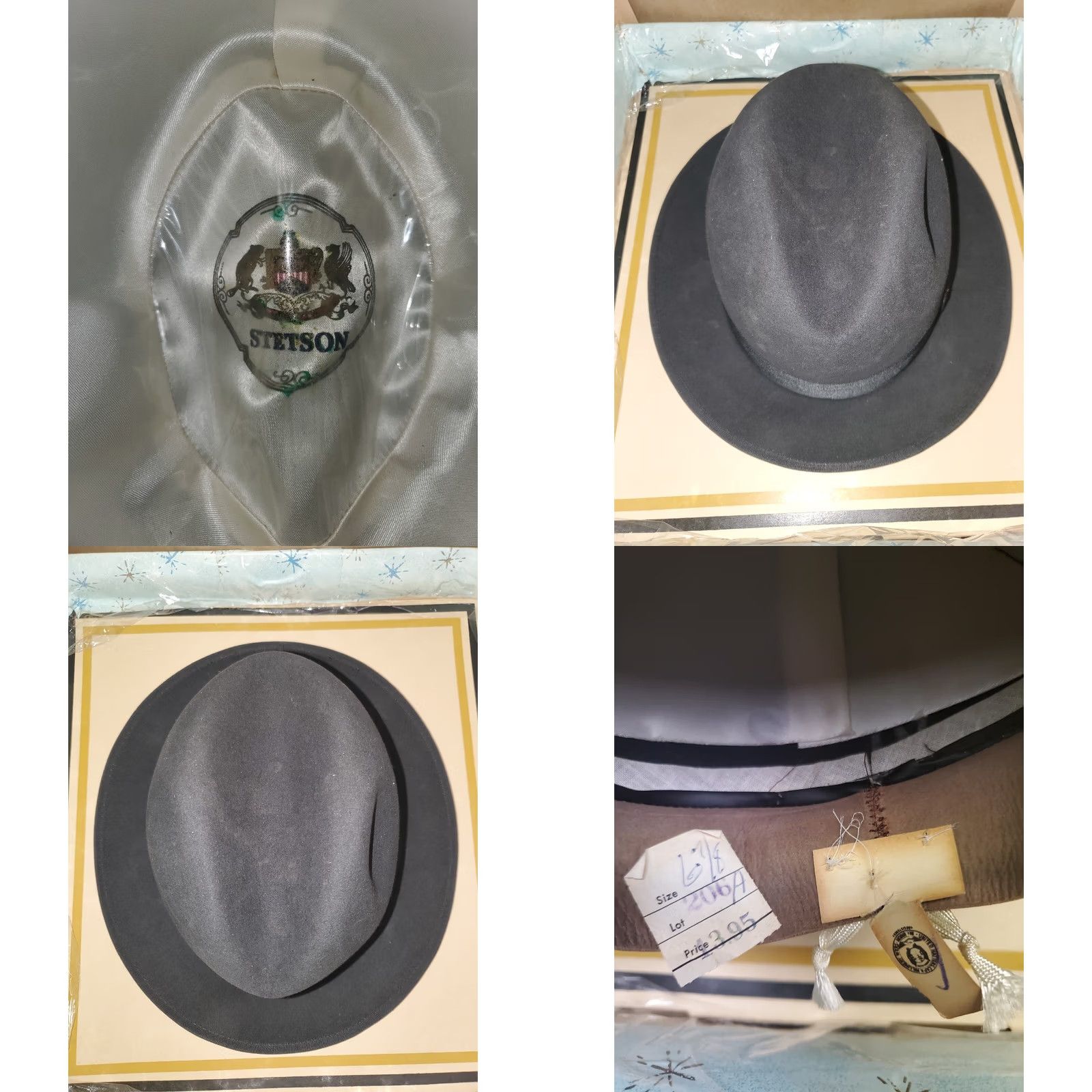 Stetson VINTAGE Royal Stetson Fedora Style Hat Sz 6 7/8 Aged Black 1950s Original Box Size ONE SIZE - 8 Thumbnail