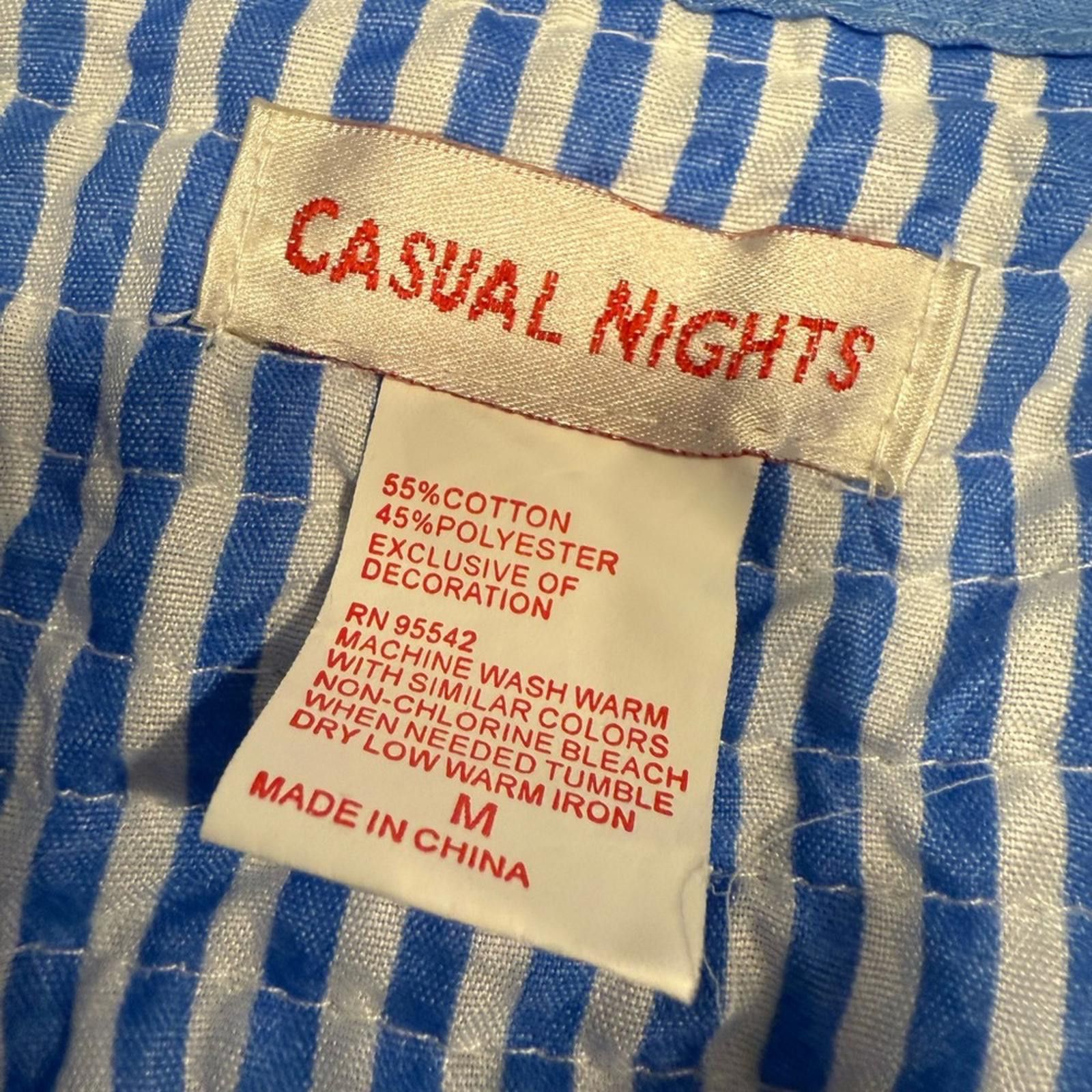 Other Casual Nights vintage night gown blue white stripes SZ M Size ONE SIZE - 5 Thumbnail