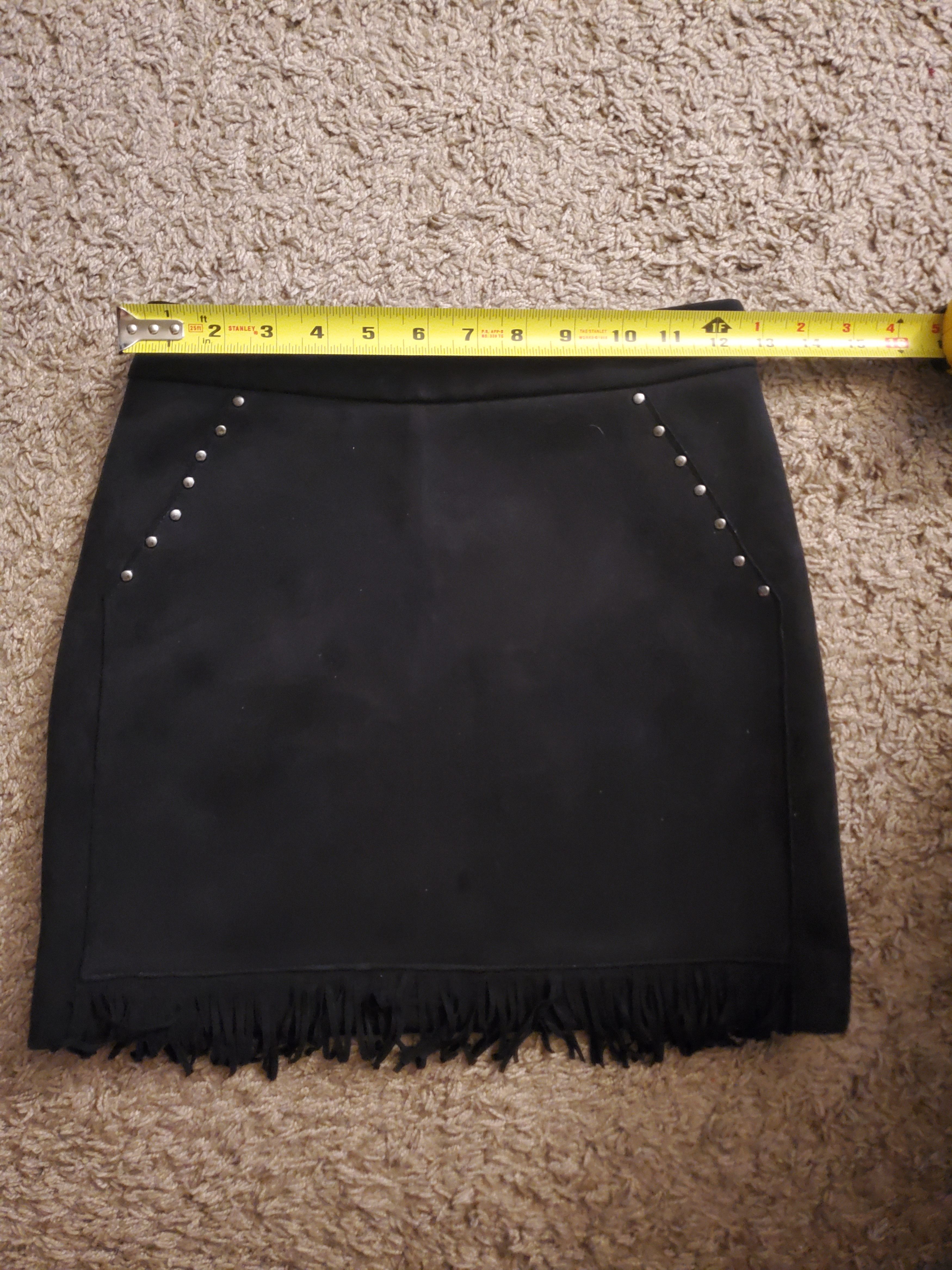 Other Black mini skirt with fringe + stud accents-size S Size 27" / US 4 / IT 40 - 2 Thumbnail