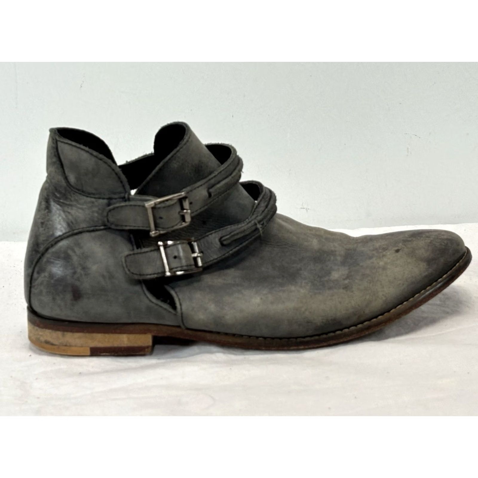 Free People Free People Braeburn Ankle Boots Women Distressed Grey Leather 39 9 Boho Festival Block Heel Leather Bootie Casual Womens Wardrobe Clean Size US 9 / IT 39 - 2 Thumbnail