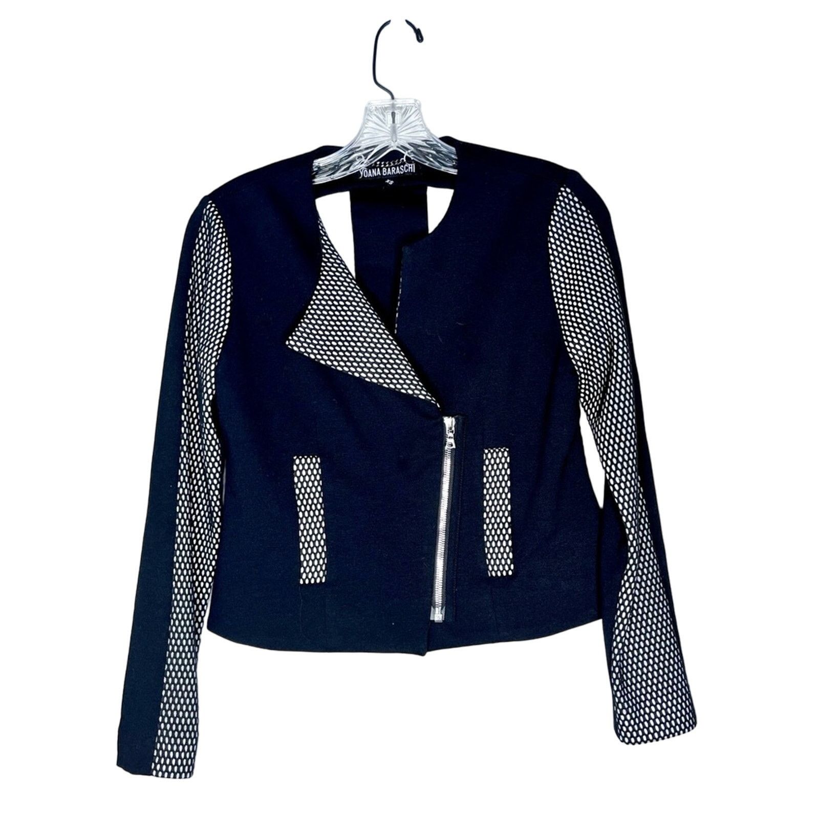 Anthropologie Yoana Baraschi black faux mesh trim motorcycle jacket XS Size XS / US 0-2 / IT 36-38 - 1 Thumbnail
