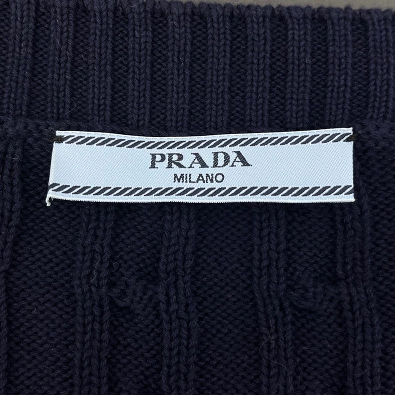 Prada Prada Size 38 Dark blue classic logo hemp pattern sweater Size US XS / EU 42 / 0 - 5 Thumbnail