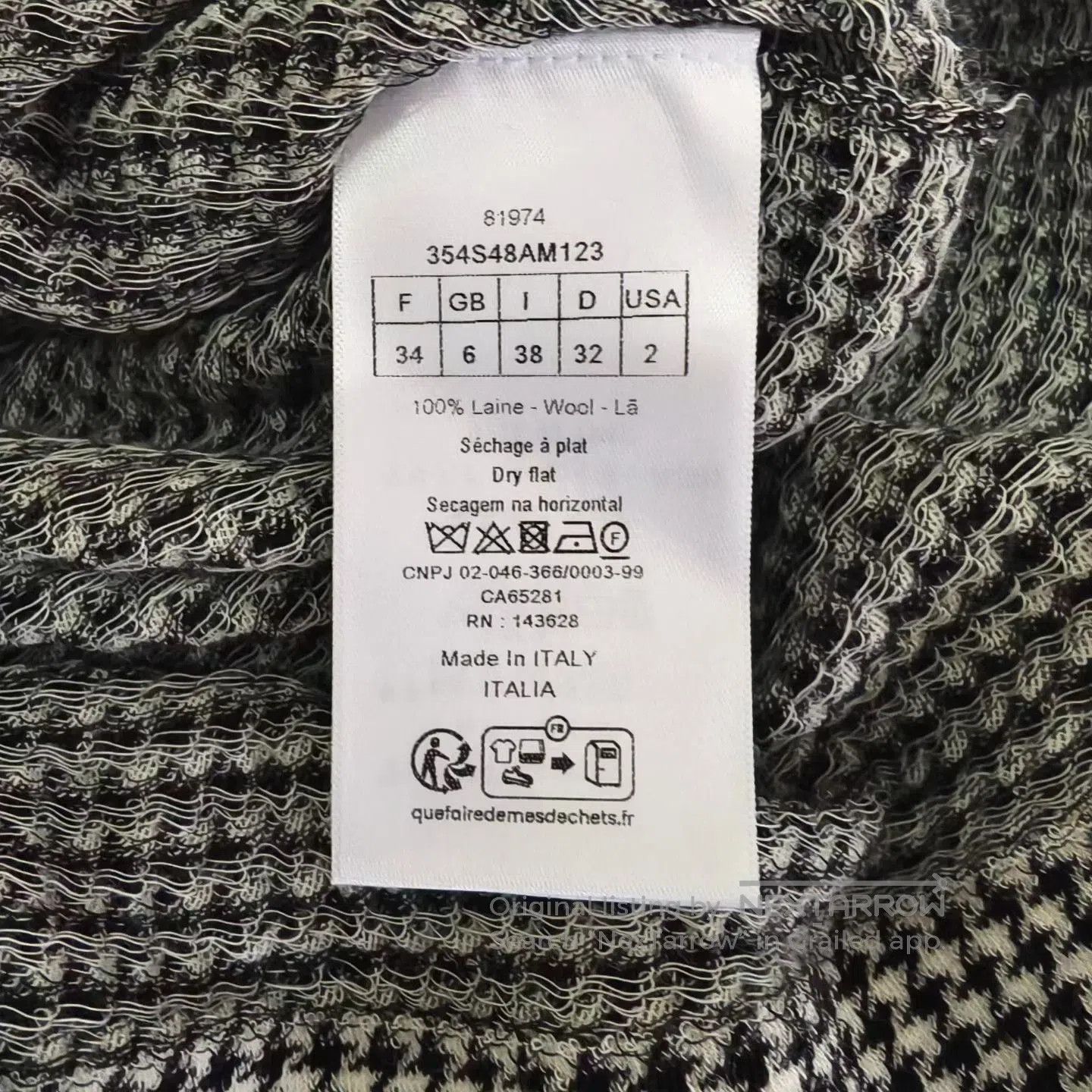 Dior Dior Houndstooth Bow Collar Wool Sweater. Size XXS / US 00 / IT 34 - 4 Thumbnail
