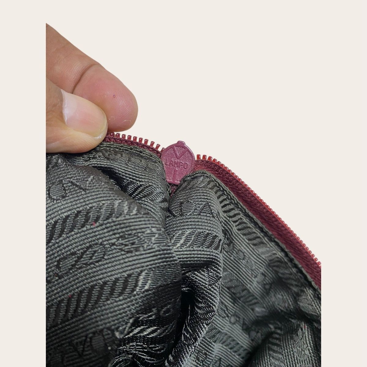 Prada Prada Burgundy Nylon Tote Bag | Leather Handles Size ONE SIZE - 9 Thumbnail