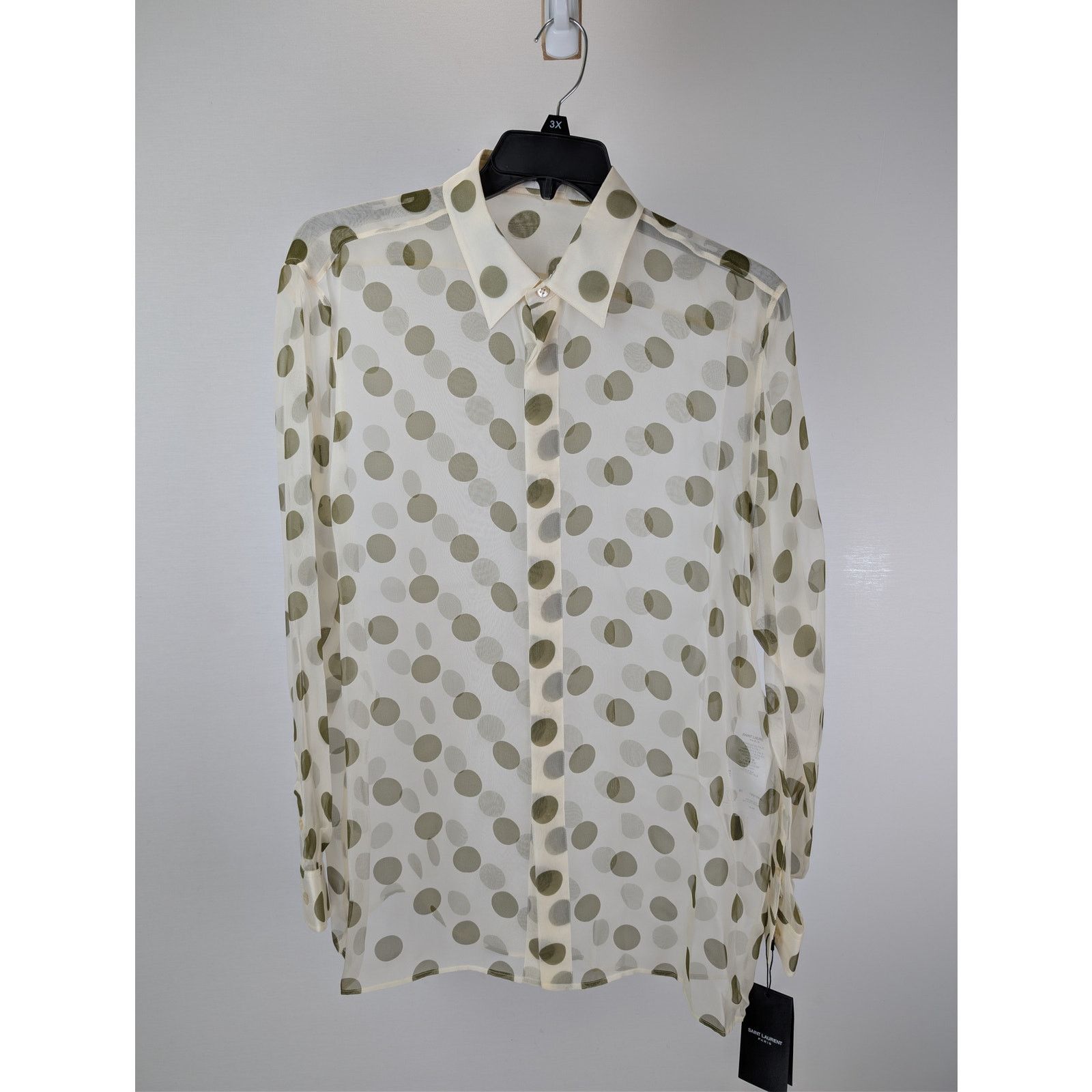 Saint Laurent Paris o1rshd1 Chemise Col Universe Polka Dot Button up Shirt Size US S / EU 44-46 / 1 - 8 Thumbnail