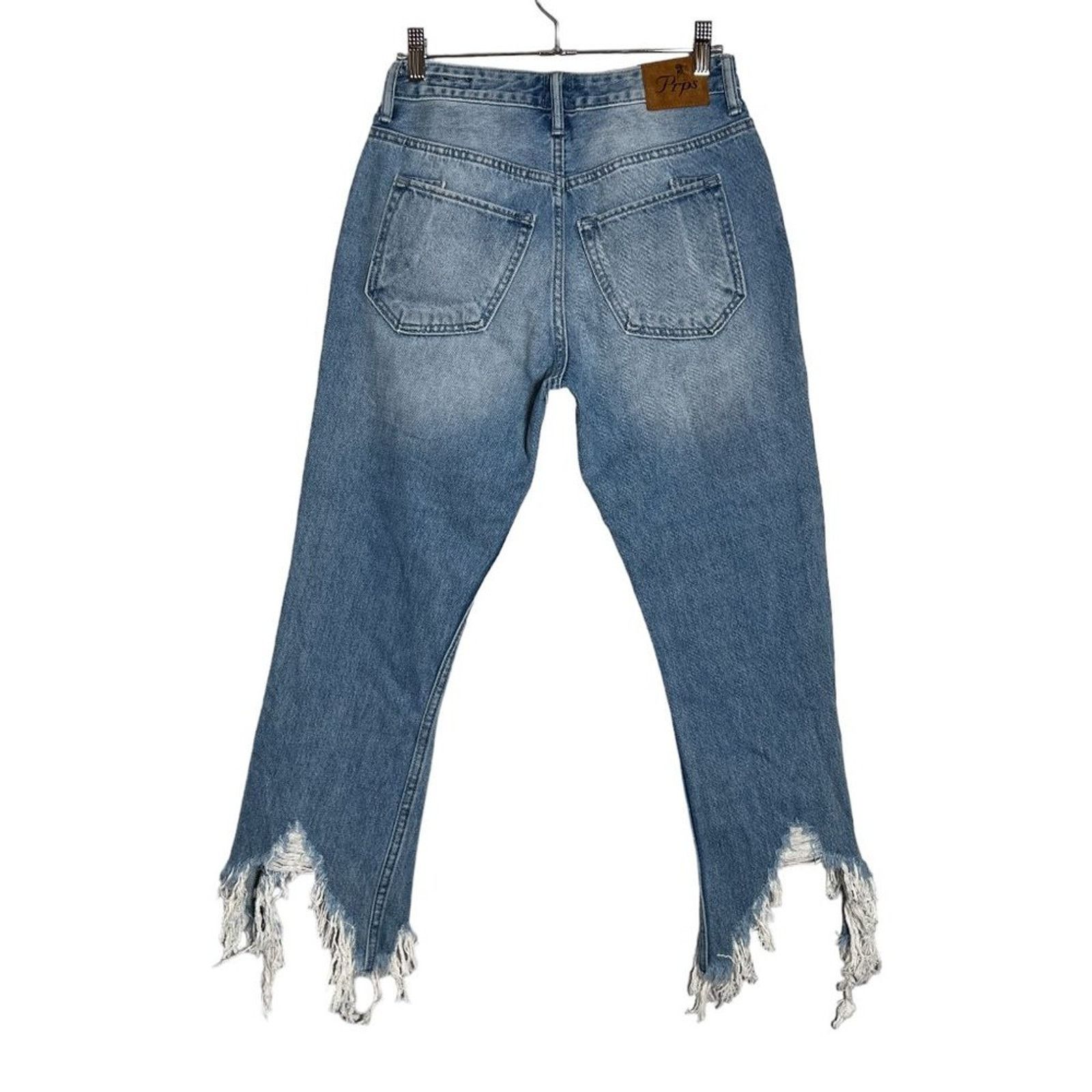 Prps PRPS Biscayne High Rise Crop Frayed Hem Jeans Blue Size 28 Size 28" / US 6 / IT 42 - 2 Thumbnail