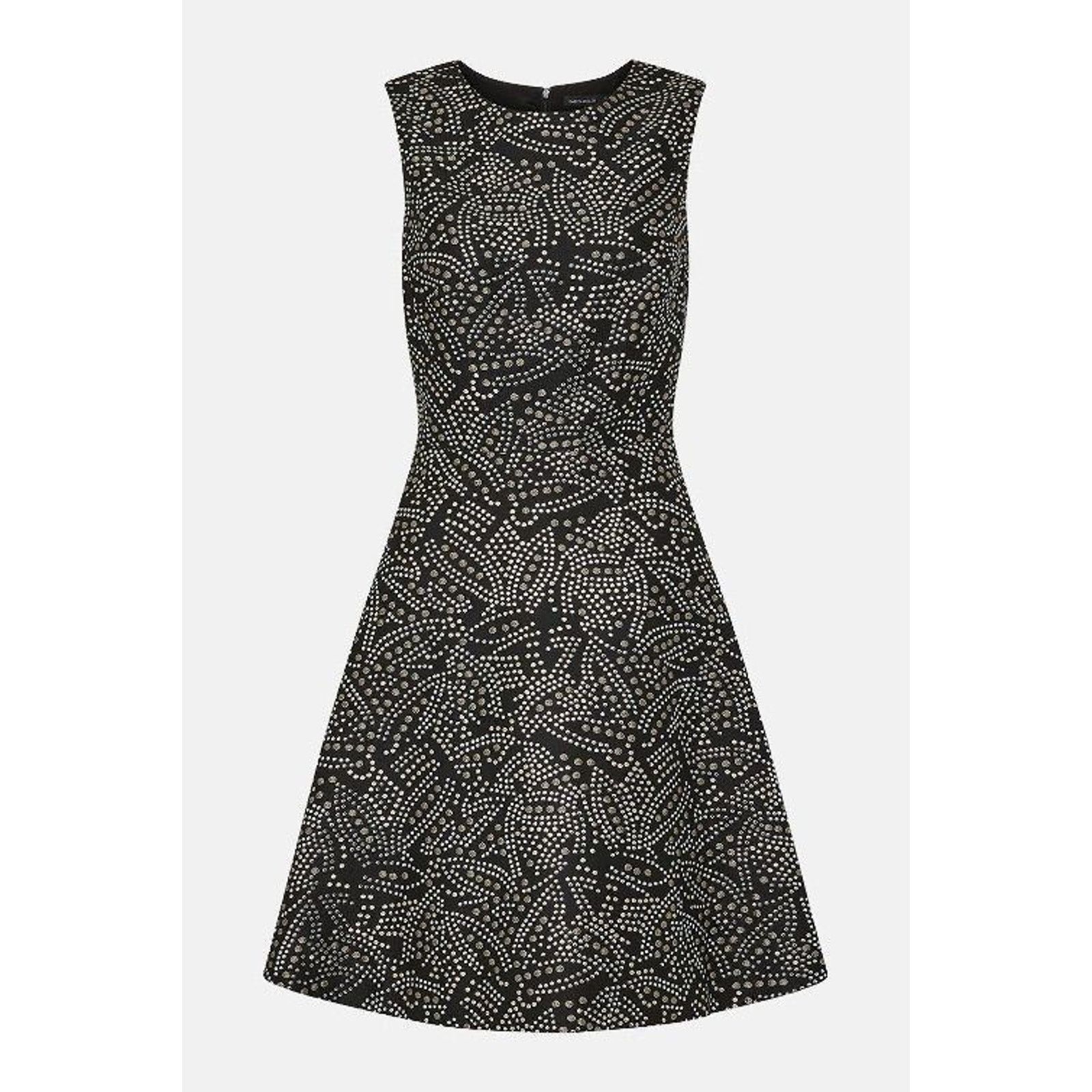 Karen Millen KAREN MILLEN SILVER METALLIC POLKA DOT BLACK SHEATH DRESS Size M / US 6-8 / IT 42-44 - 3 Thumbnail