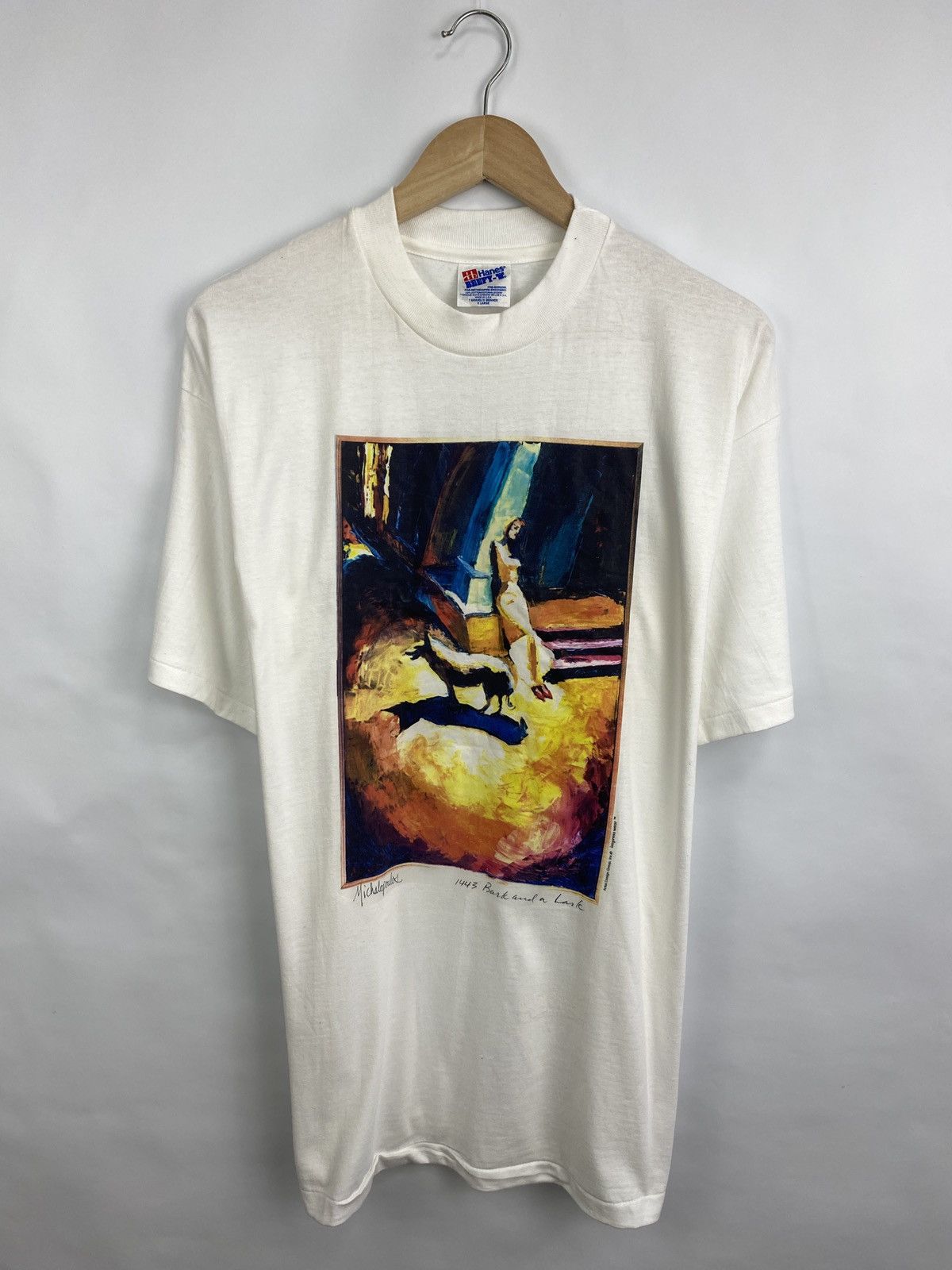 Hanes Vintage 90s James Michalopoulos T-shirt Monet style rare Y2K Size US XL / EU 56 / 4 - 3 Thumbnail