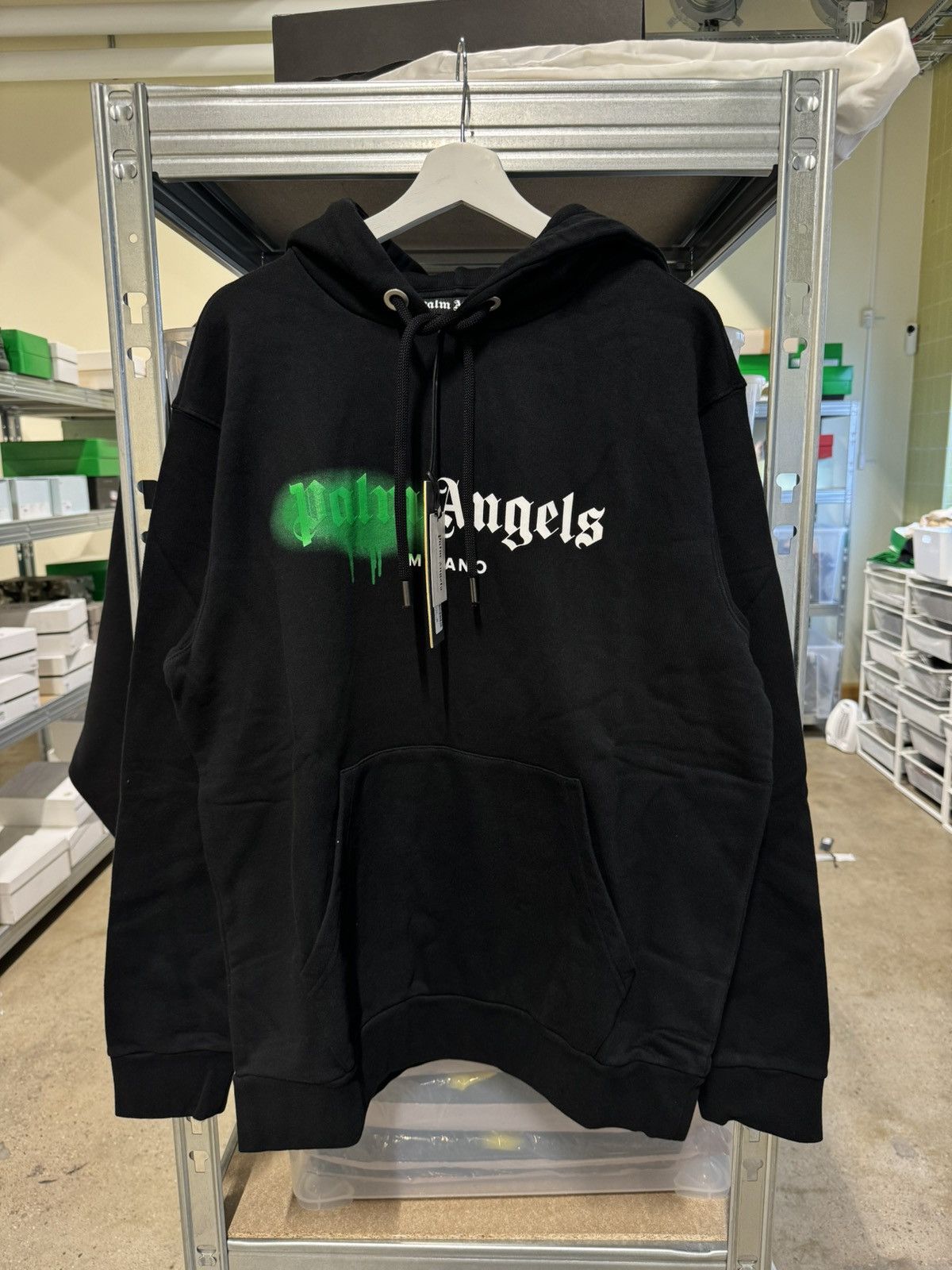 image of Palm Angels Sprayed Hoodie New in Black, Men's (Size 2XL)