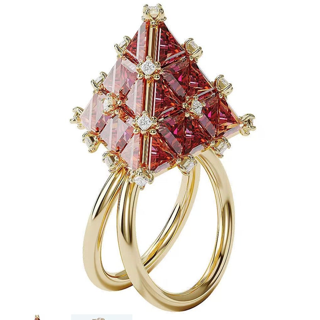 Swarovski Swarovski Curiosa cocktail ring Triangle cut, Red, 7 Size ONE SIZE - 13 Thumbnail