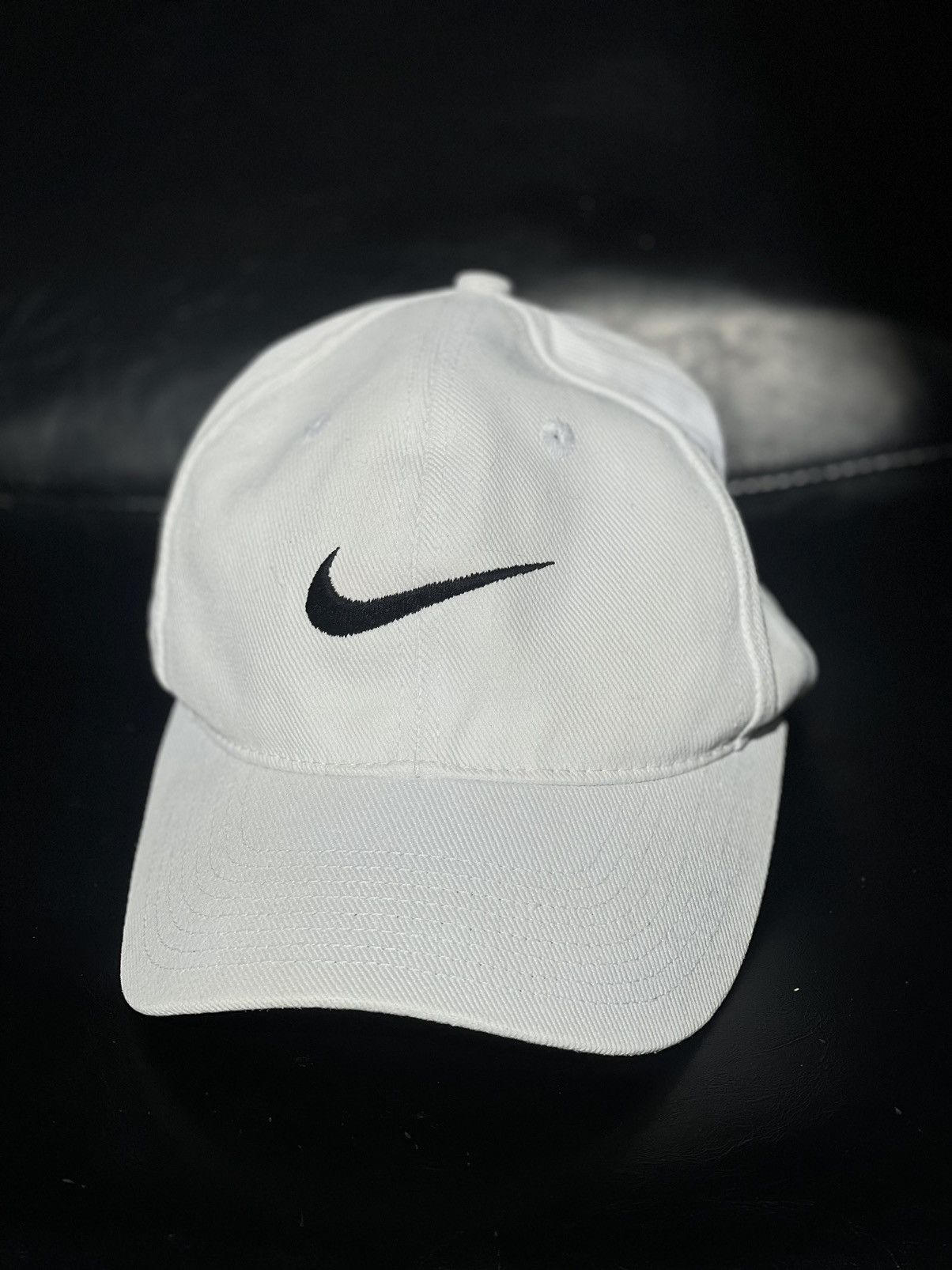 Nike × Vintage 90’s Nike Vintage white cap embroidered black logo Size ONE SIZE - 2 Thumbnail