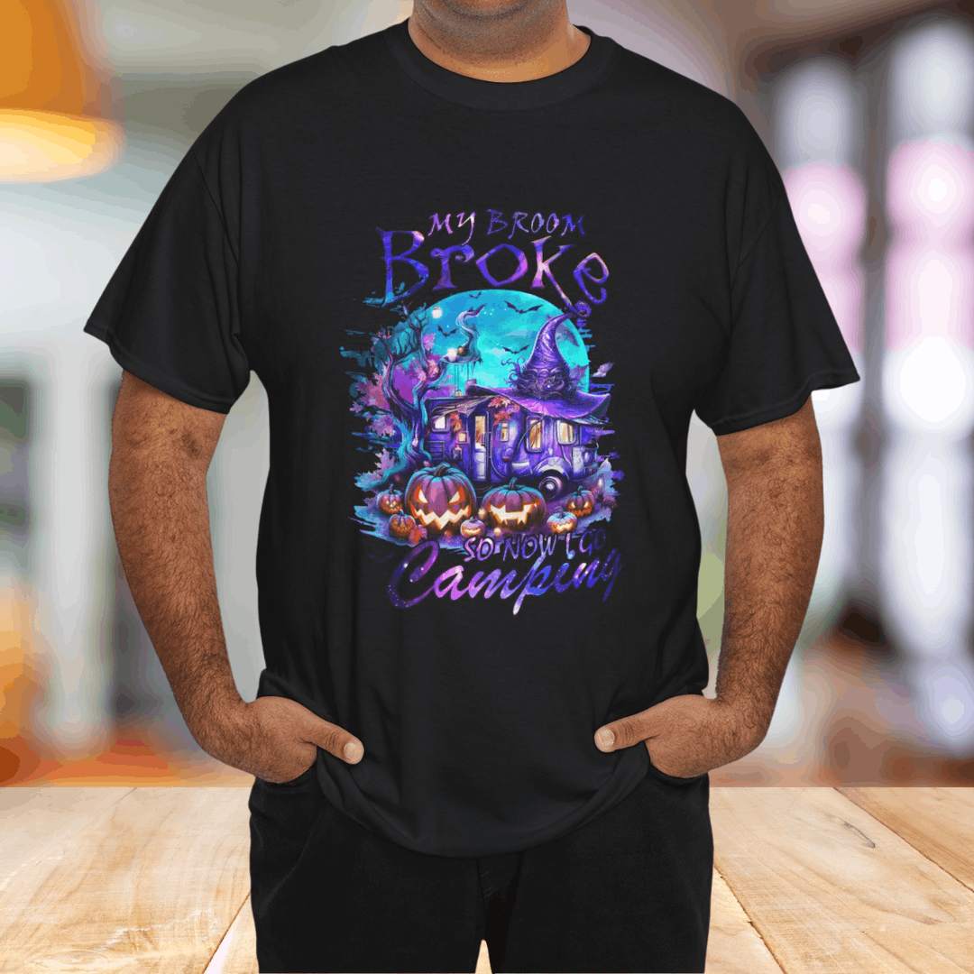 Gildan My Broom Broke So Now I Go Camping Halloween T-Shirt Size US L / EU 52-54 / 3 - 1 Thumbnail