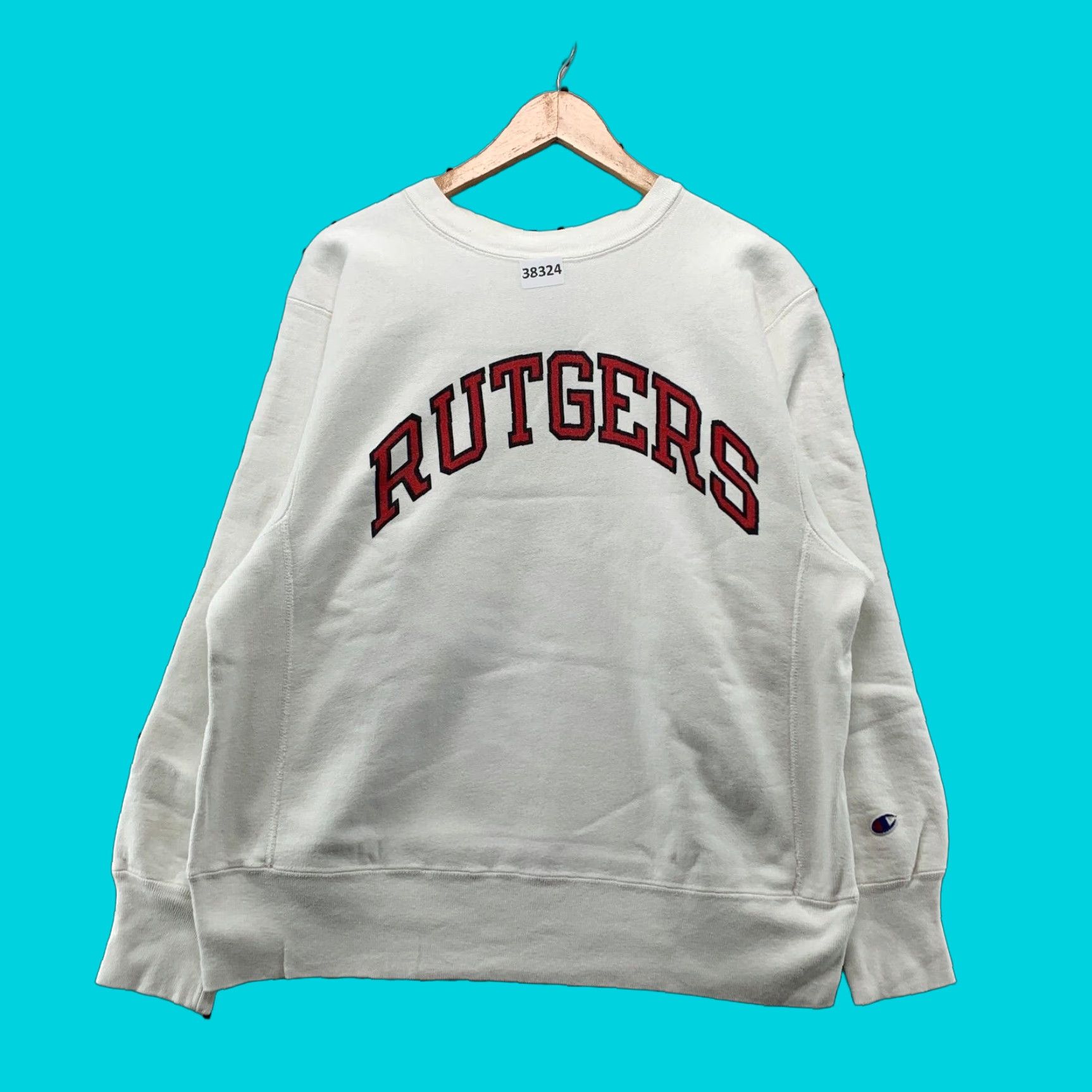 Champion VINTAGE Champion 80s Rutgers Crewneck Sweatshirt Mens Large White Graphic Print Reverse Weave USA Heavyweight Size US L / EU 52-54 / 3 - 1 Thumbnail