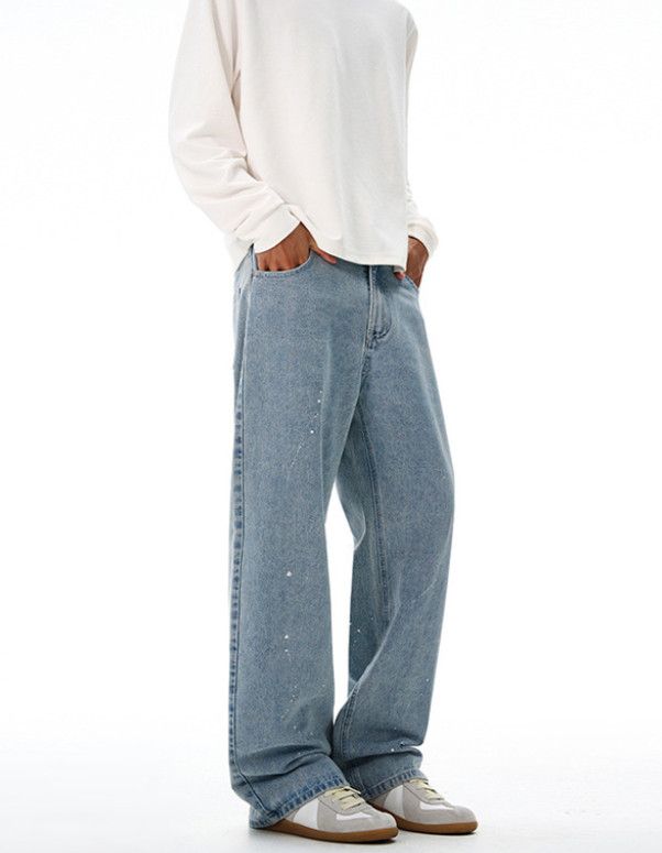 Japanese Brand Men's splatter-painted American high street baggy jeans Size US 32 / EU 48 - 3 Thumbnail
