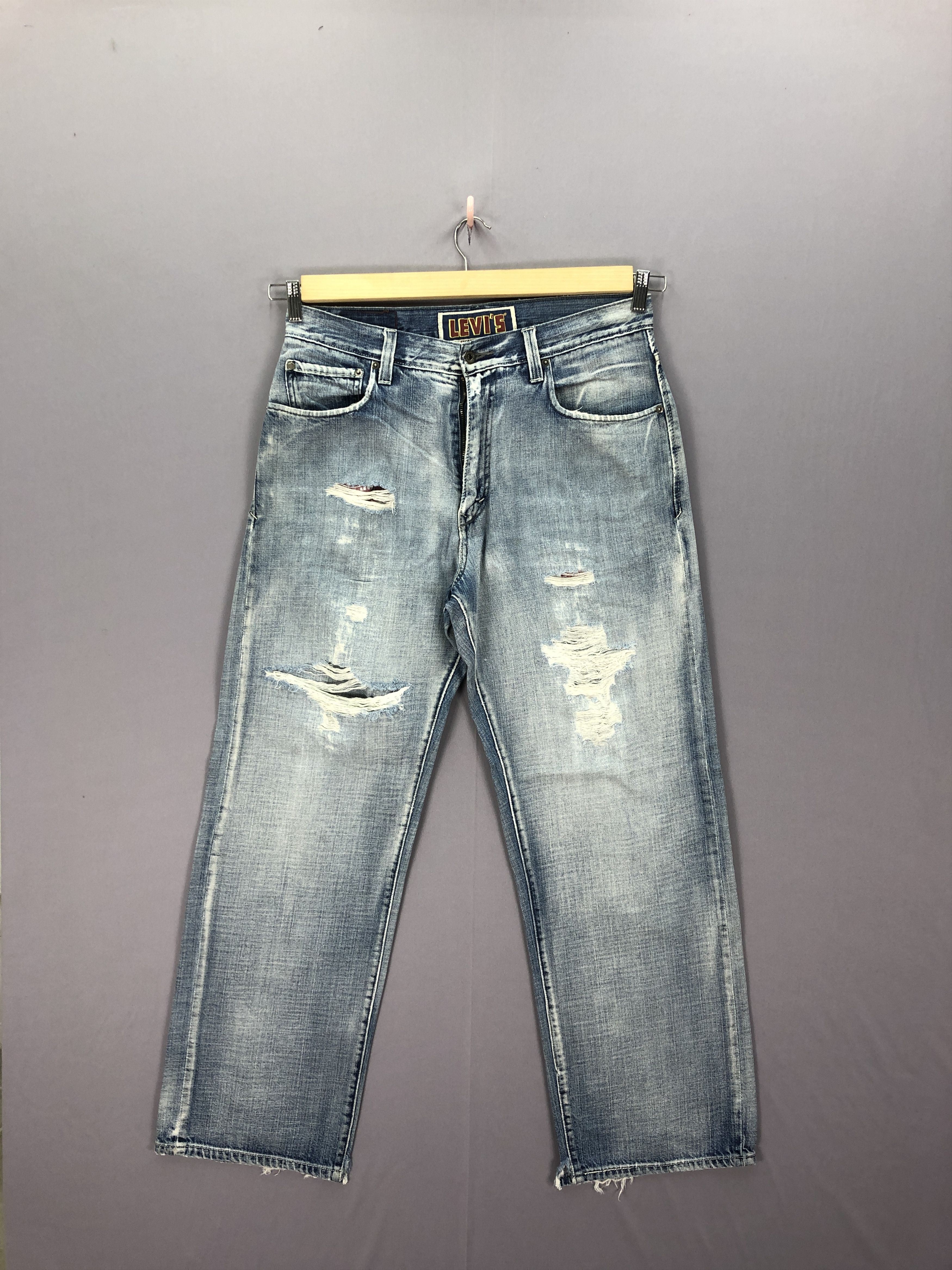 Jean Vintage Distressed Levis Baggy Jeans Levi's 569 Faded Denim Size US 32 / EU 48 - 3 Thumbnail