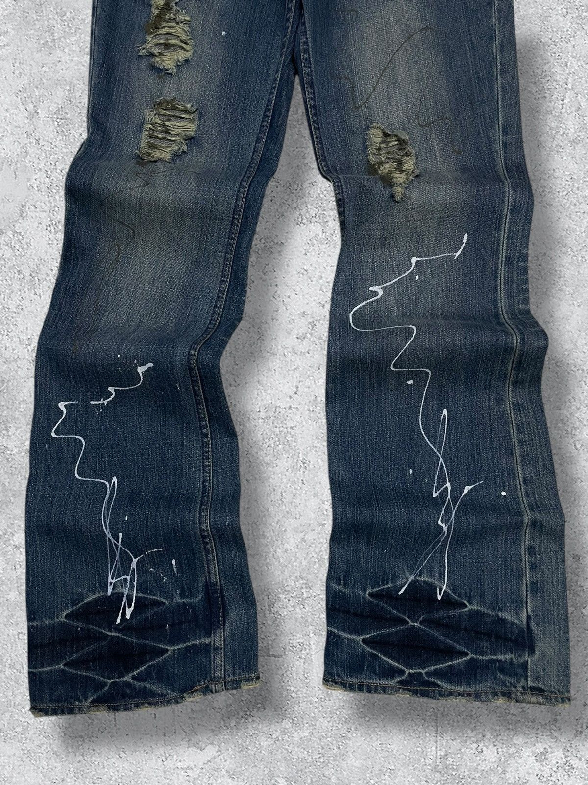 Japanese Brand Vintage 1990s Japan Designer Root Three Splash Flared Denim Size US 32 / EU 48 - 3 Thumbnail