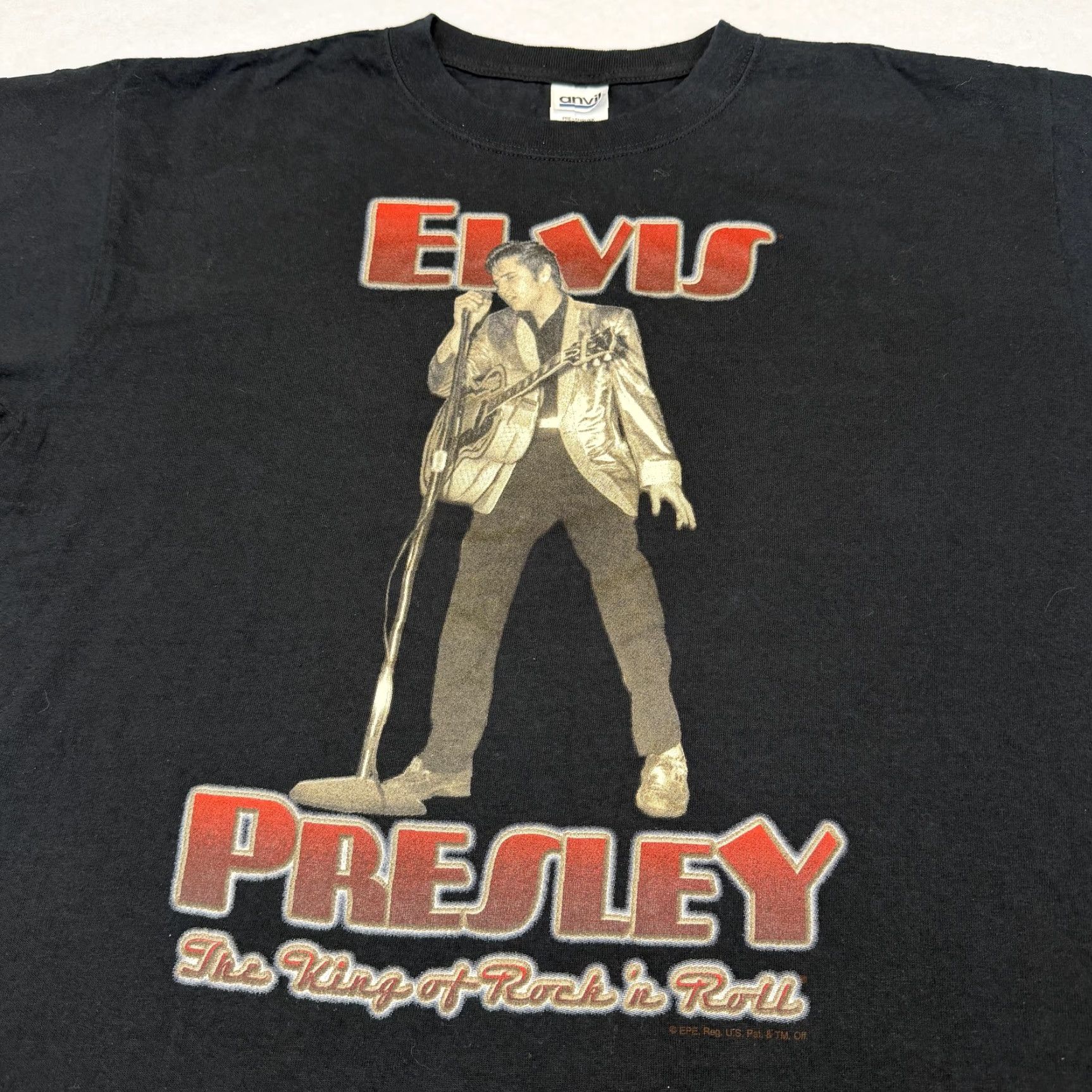 Anvil Elvis Presley Shirt Mens L Black King Of Rock N Roll Graphic Tee Anvil Size US L / EU 52-54 / 3 - 3 Thumbnail