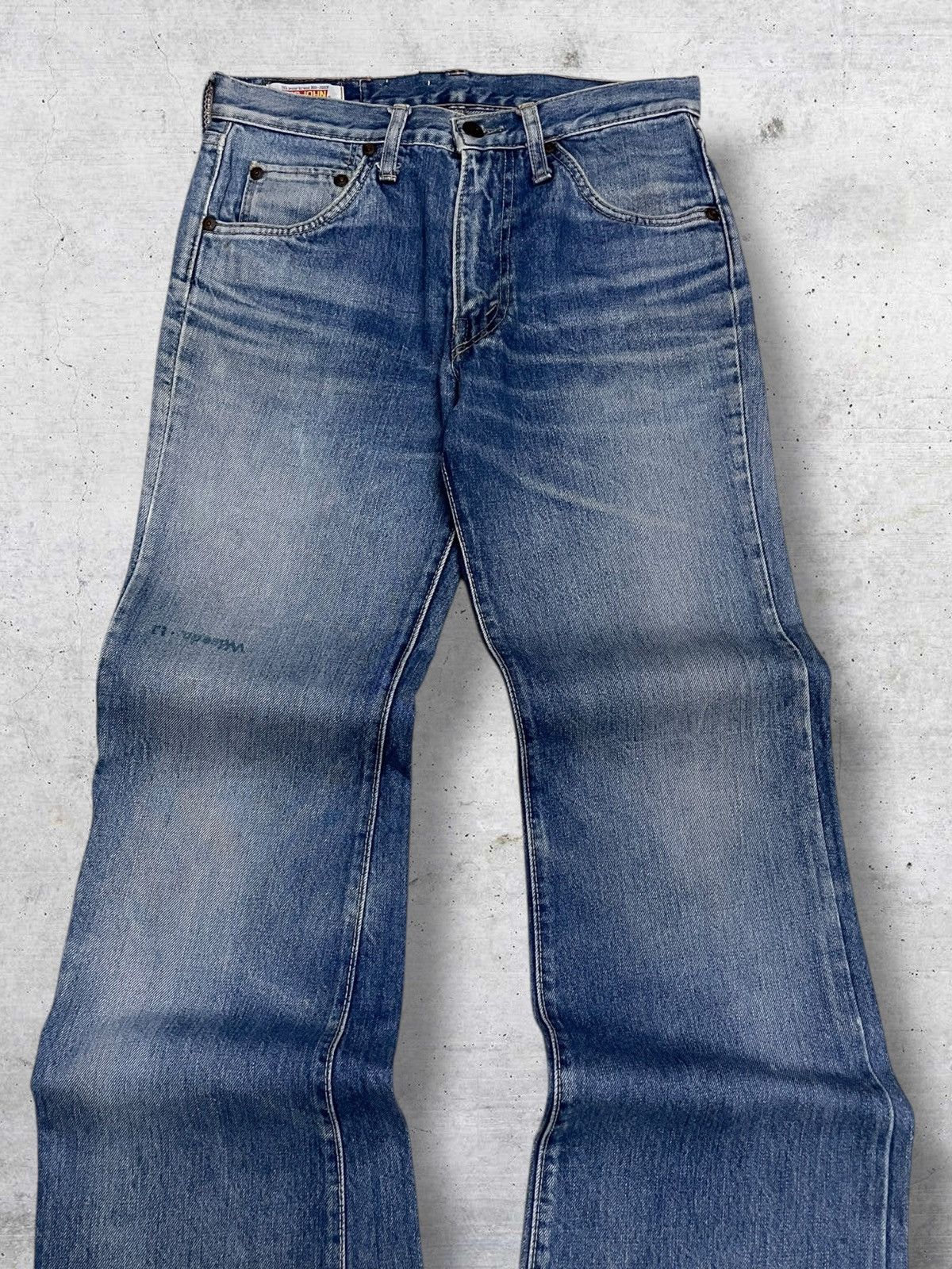 Big John VINTAGE 80S BIG JOHN DESIGNER FLARED CUT DISTRESSED DENIM Size US 28 / EU 44 - 4 Thumbnail