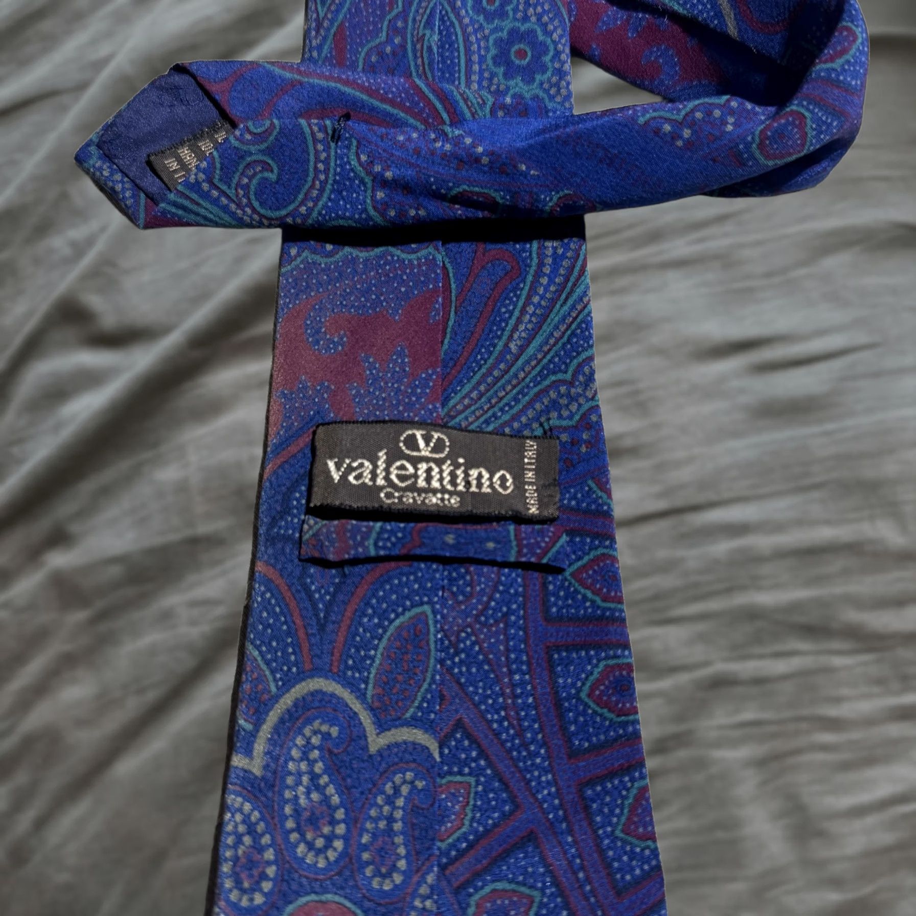 Valentino Valentino Cravatte Tie Mens Blue Paisley Silk Made In Italy Luxury Formal Necktie Size ONE SIZE - 1 Thumbnail