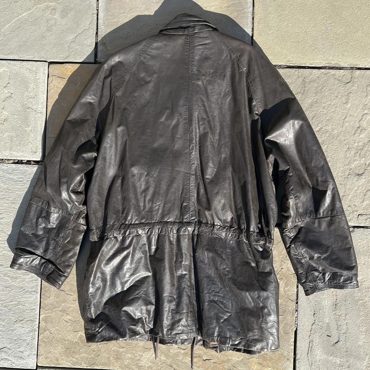 Vintage Vintage 80s Mid-Length Black Leather Jacket Size US L / EU 52-54 / 3 - 4 Thumbnail