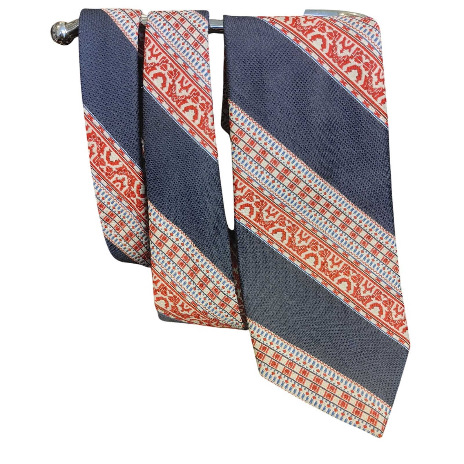 Other VTG Leonard Edmond Navy/Red Stripe Geometric Tie Size ONE SIZE - 1 Thumbnail