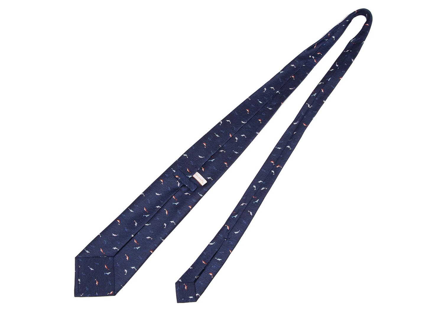 Bvlgari Dolphin Pattern Silk Tie in Blue, Navy, and Red Size ONE SIZE - 6 Thumbnail