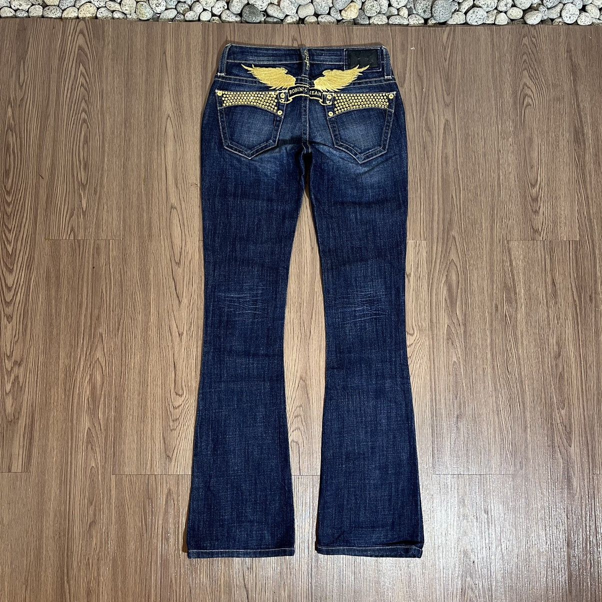 Robins Jeans Y2K gold studded wing emboirdery