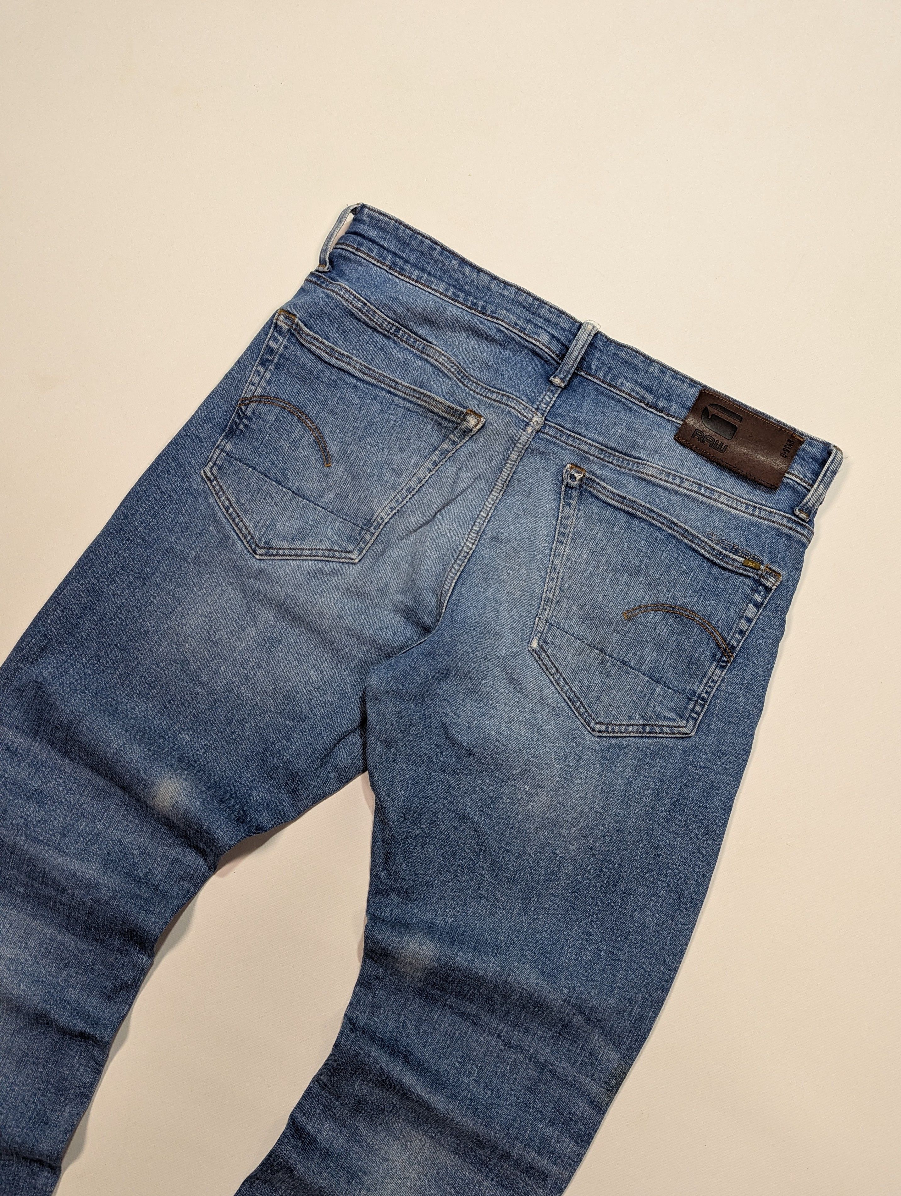 G-Star G - Star RAW 3301 Men's Straight Light Blue Distressed Jeans Size US 34 / EU 50 - 6 Thumbnail
