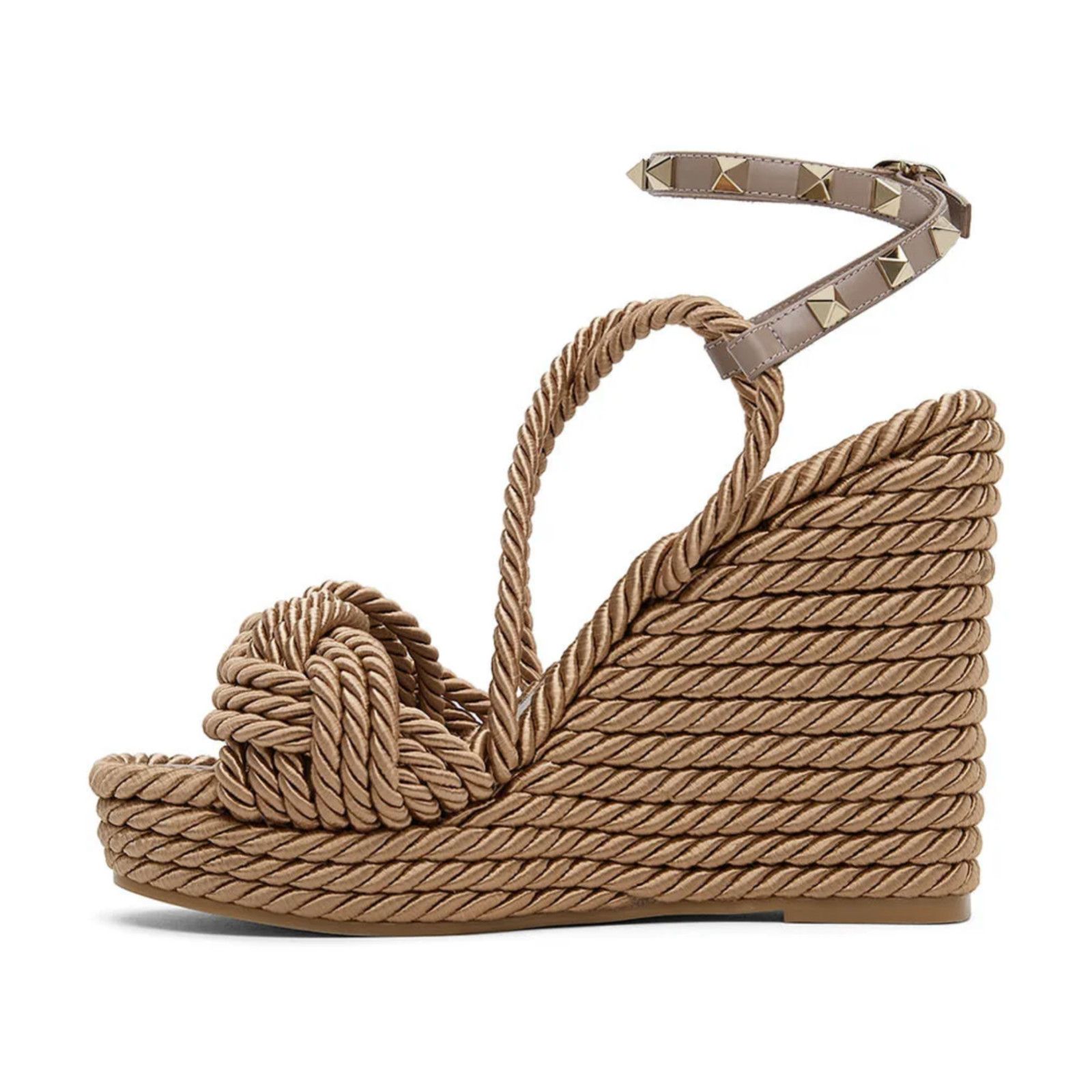 Valentino Rockstud Torchon Poudre Rope Wedge Ankle Strap Sandal 37 Size US 7 / IT 37 - 8 Thumbnail