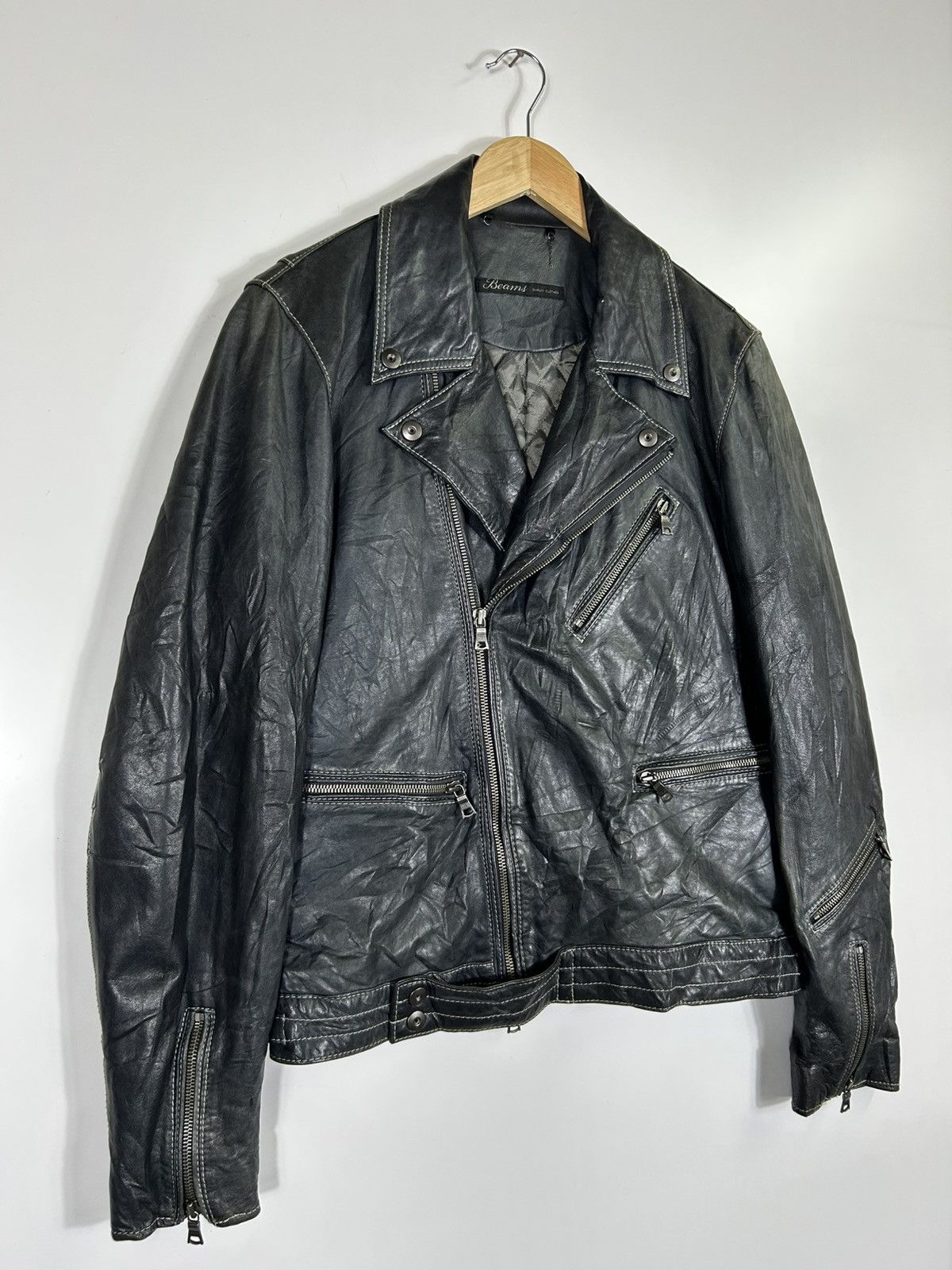Beams Japan 🔥Beams Japan Leather Riders Double Collar Jacket Size US L / EU 52-54 / 3 - 2 Thumbnail