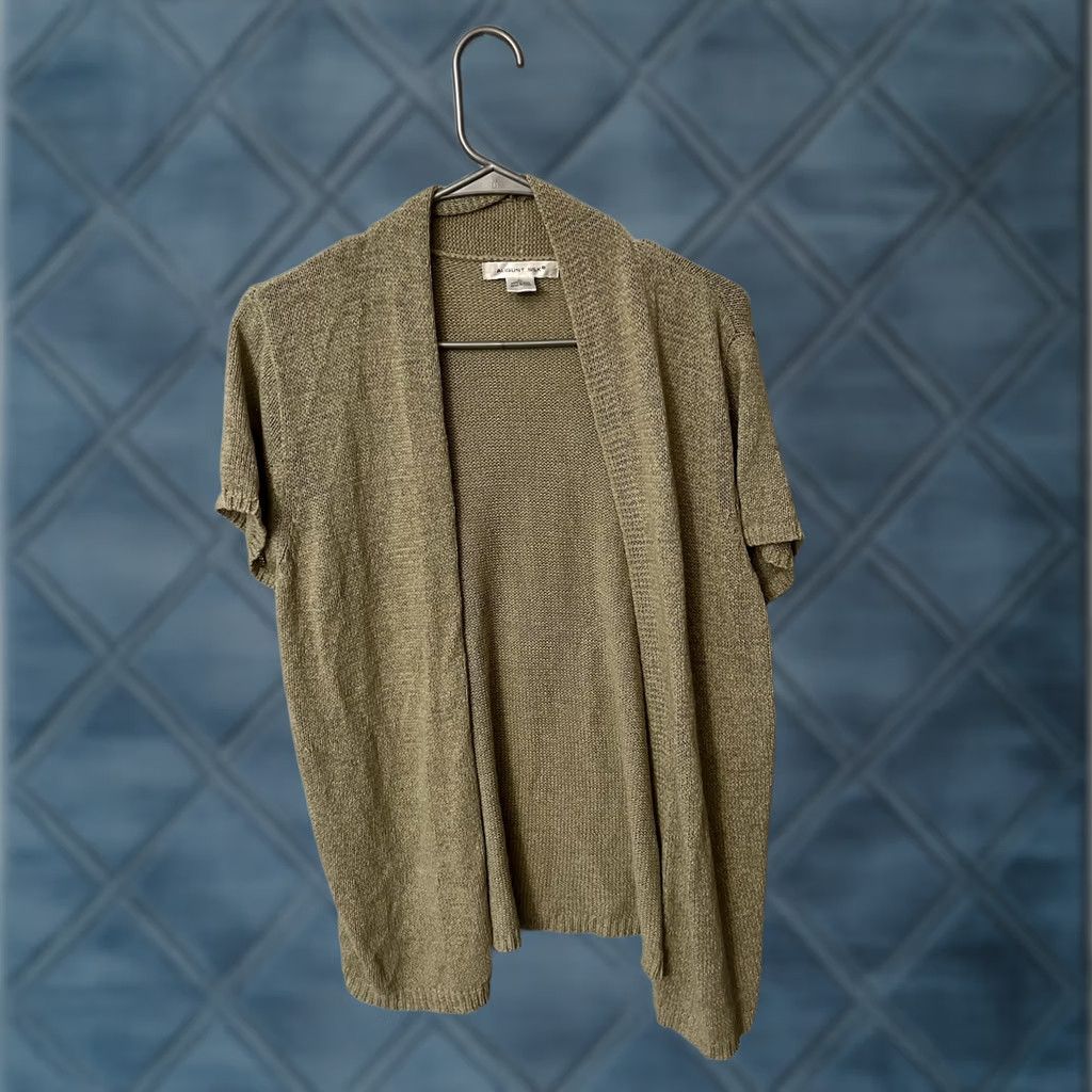 Vintage August Silk Cardigan Sweater XL Beige Open Front Short Sleeve Casual Women’s Size XL / US 12-14 / IT 48-50 - 1 Thumbnail