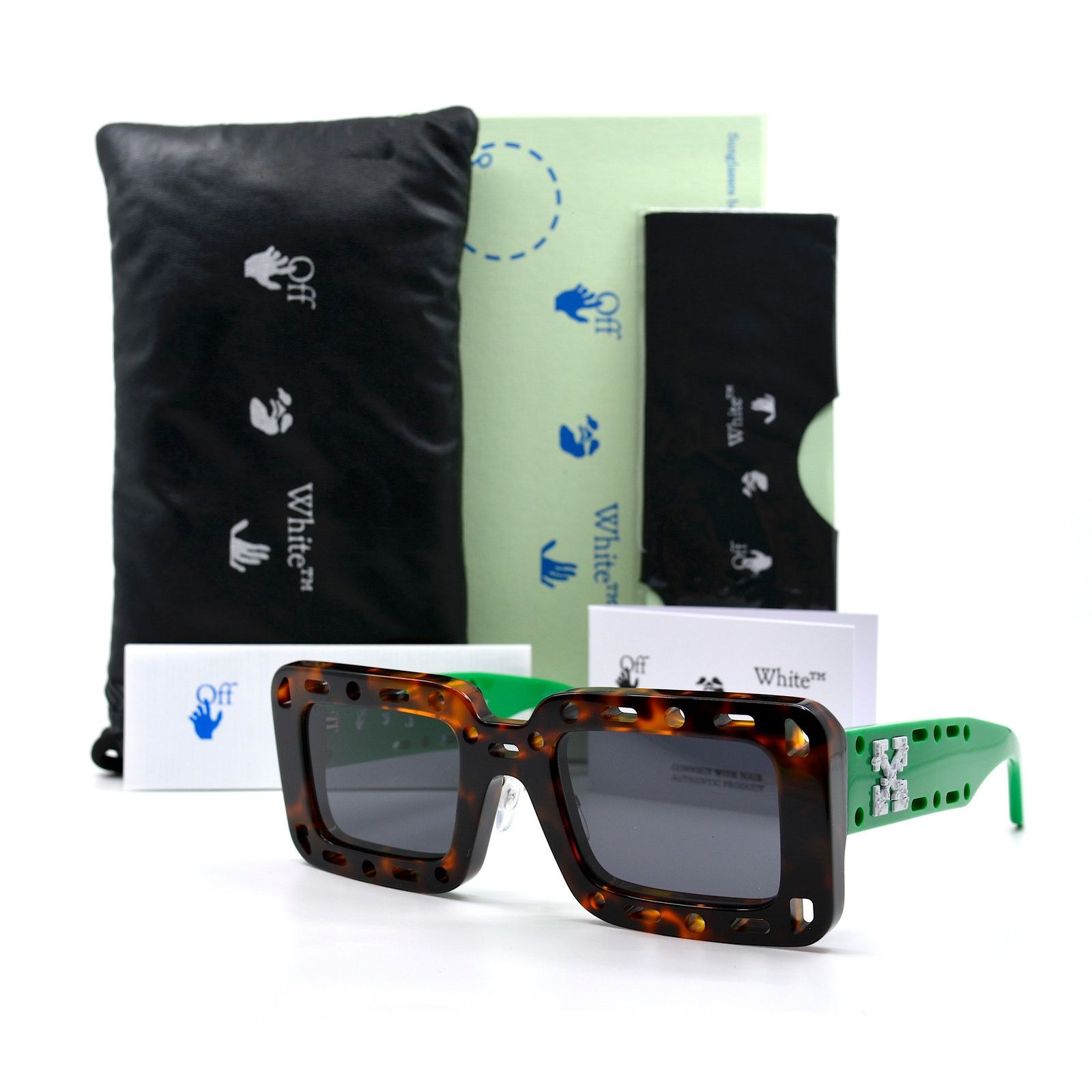 Off-White NEW! OFF-WHITE ATLANTIC OER1025 HAVANA/GREEN GREY SUNGLASSES Size ONE SIZE - 3 Thumbnail
